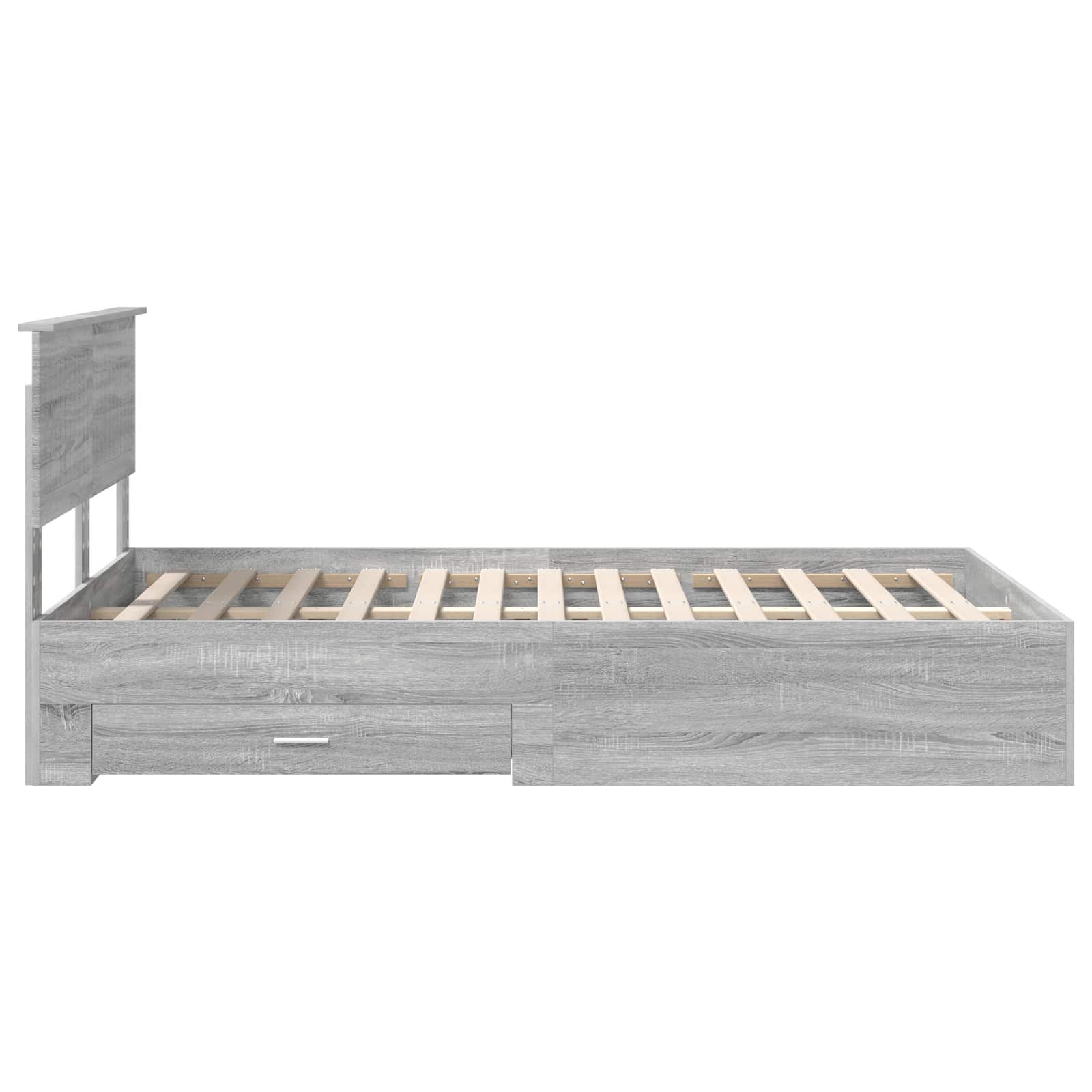 Bedframe met hoofdeinde Grijs Sonoma 120 x 200 cm Bewerkt hout is nu te koop bij PeponiXL, paradijselijk wonen!