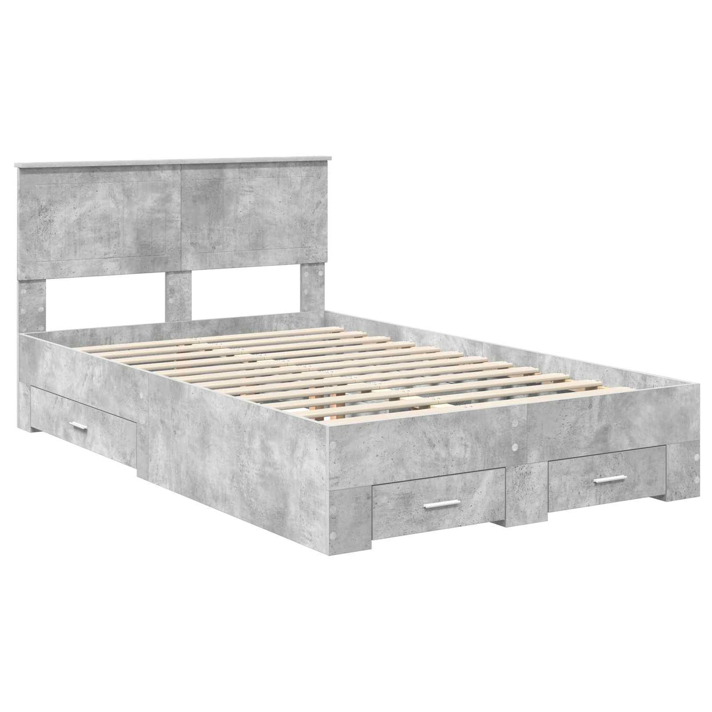Bedframe met hoofdeinde Beton Grijs 120 x 190 cm Bewerkt hout is nu te koop bij PeponiXL, paradijselijk wonen!