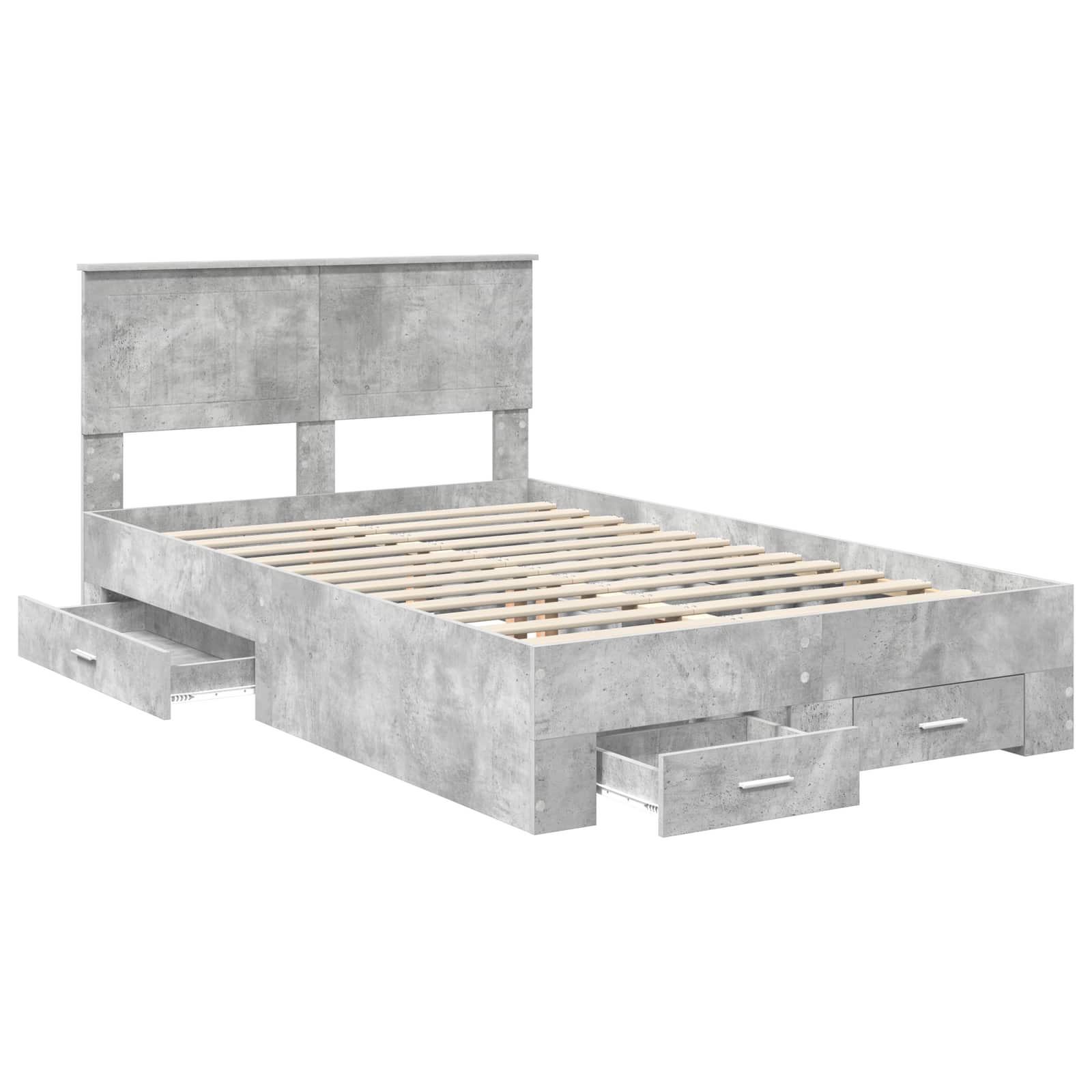 Bedframe met hoofdeinde Beton Grijs 120 x 190 cm Bewerkt hout is nu te koop bij PeponiXL, paradijselijk wonen!