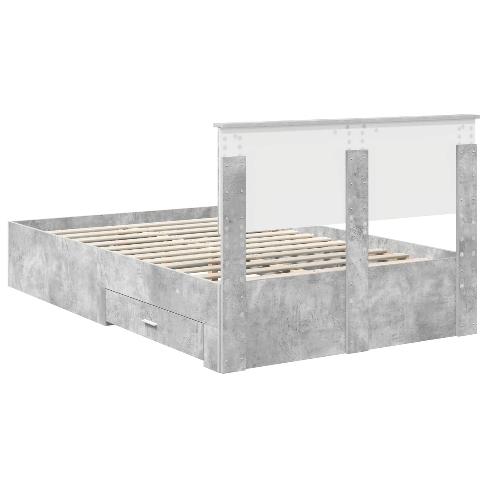 Bedframe met hoofdeinde Beton Grijs 120 x 190 cm Bewerkt hout is nu te koop bij PeponiXL, paradijselijk wonen!
