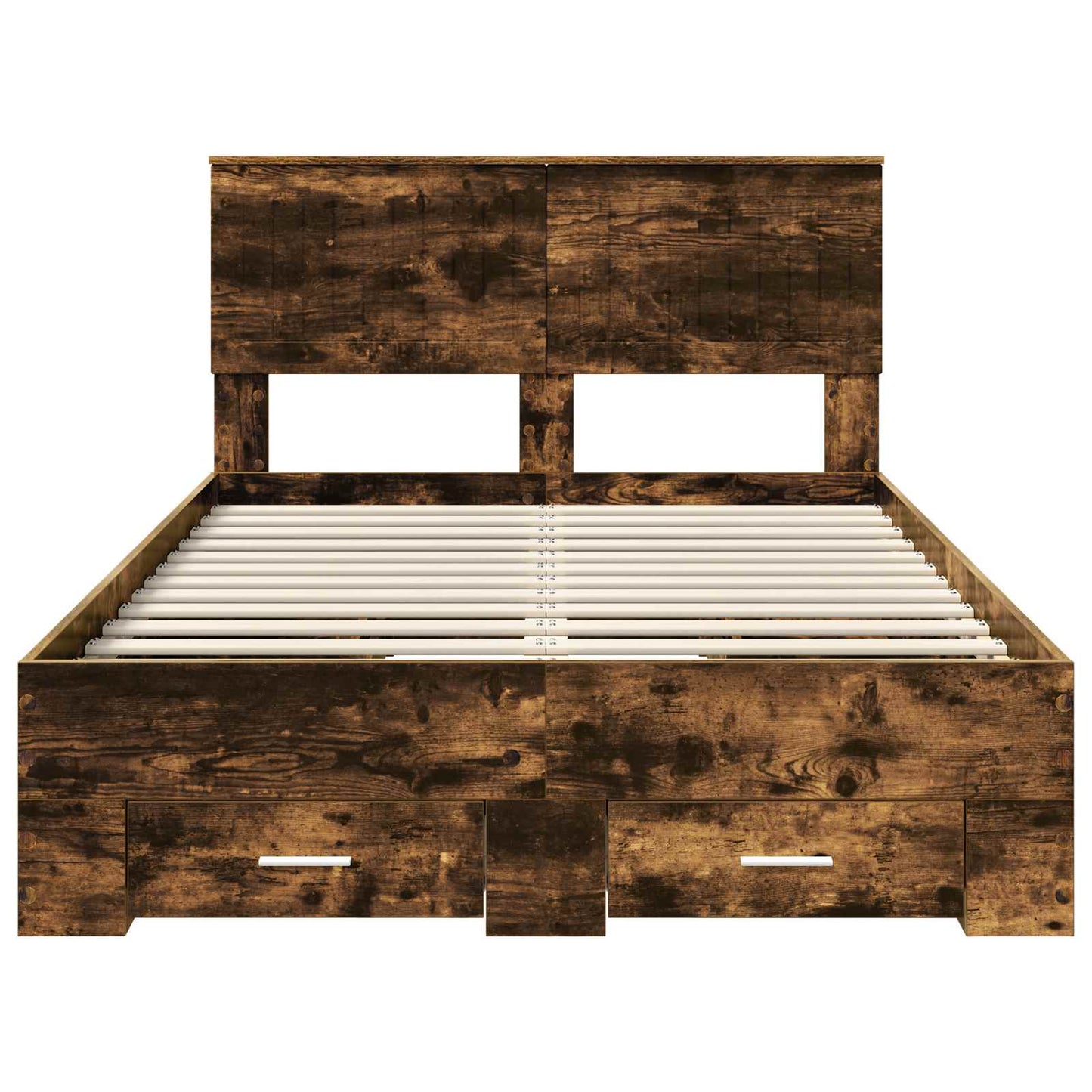 Bedframe met hoofdeinde Gerookt eiken 120 x 190 cm Bewerkt hout is nu te koop bij PeponiXL, paradijselijk wonen!