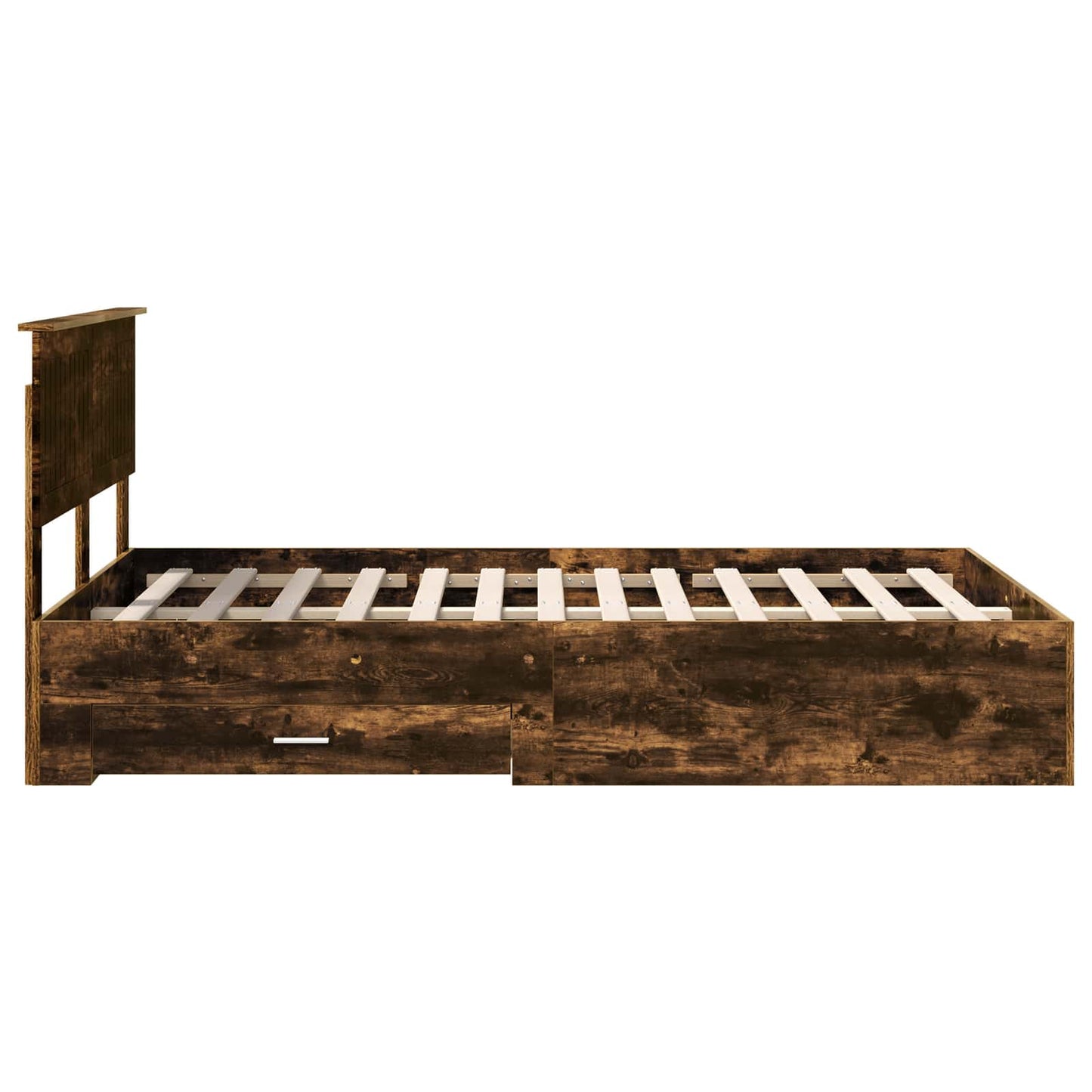 Bedframe met hoofdeinde Gerookt eiken 120 x 190 cm Bewerkt hout is nu te koop bij PeponiXL, paradijselijk wonen!