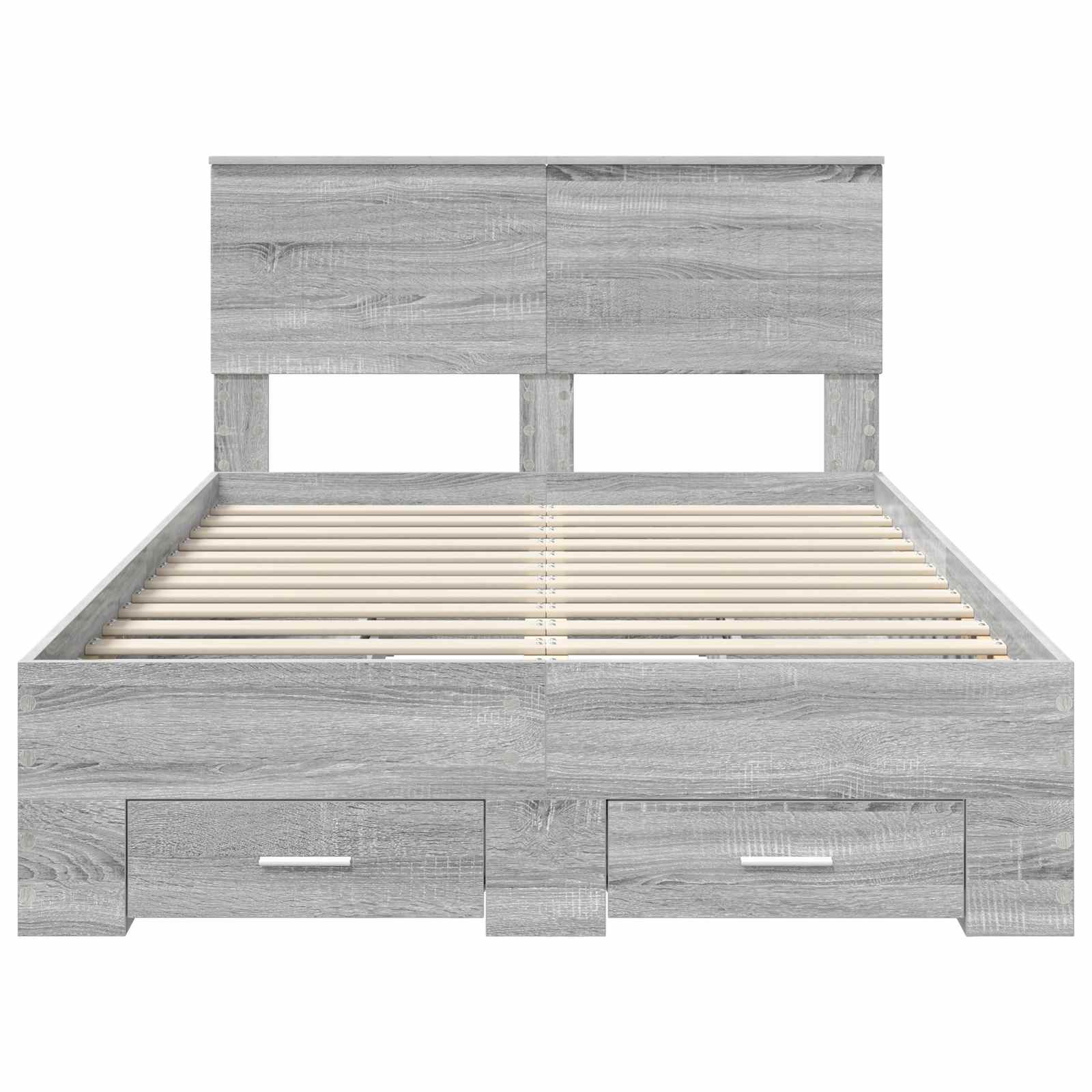 Bedframe met hoofdeinde Grijs Sonoma 120 x 190 cm Bewerkt hout is nu te koop bij PeponiXL, paradijselijk wonen!