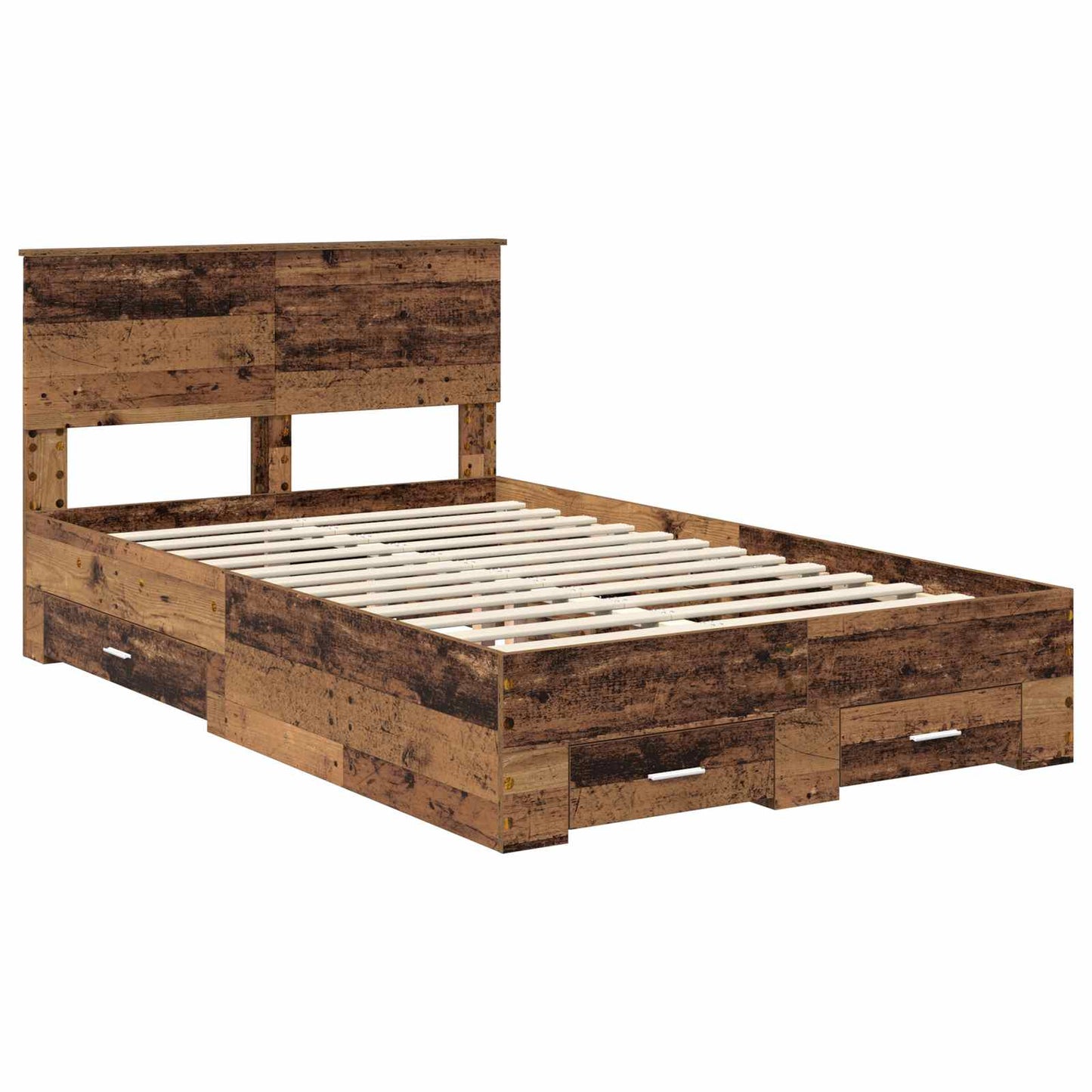 Bedframe met hoofdeinde Oudhout 120 x 190 cm Bewerkt hout is nu te koop bij PeponiXL, paradijselijk wonen!