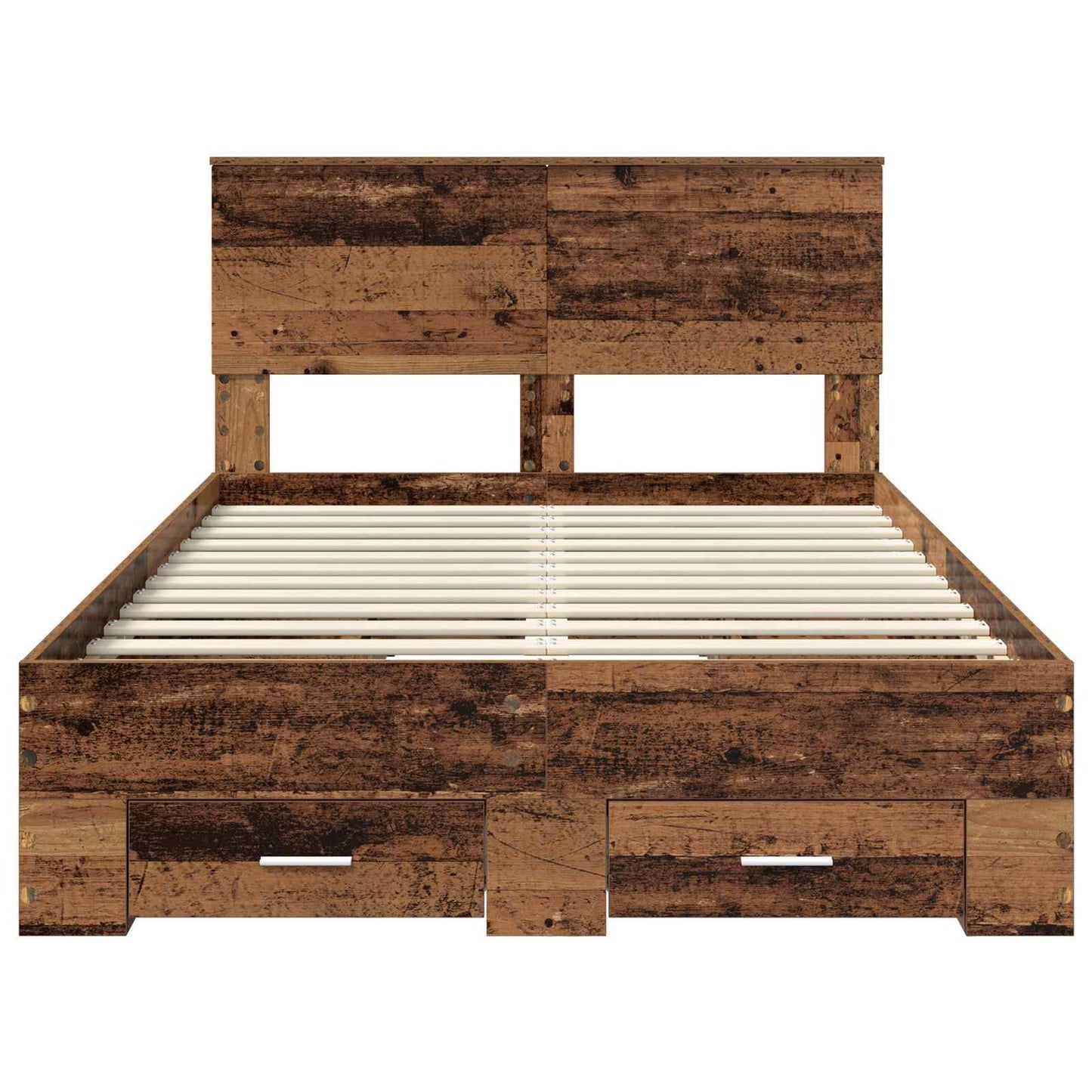 Bedframe met hoofdeinde Oudhout 120 x 190 cm Bewerkt hout is nu te koop bij PeponiXL, paradijselijk wonen!