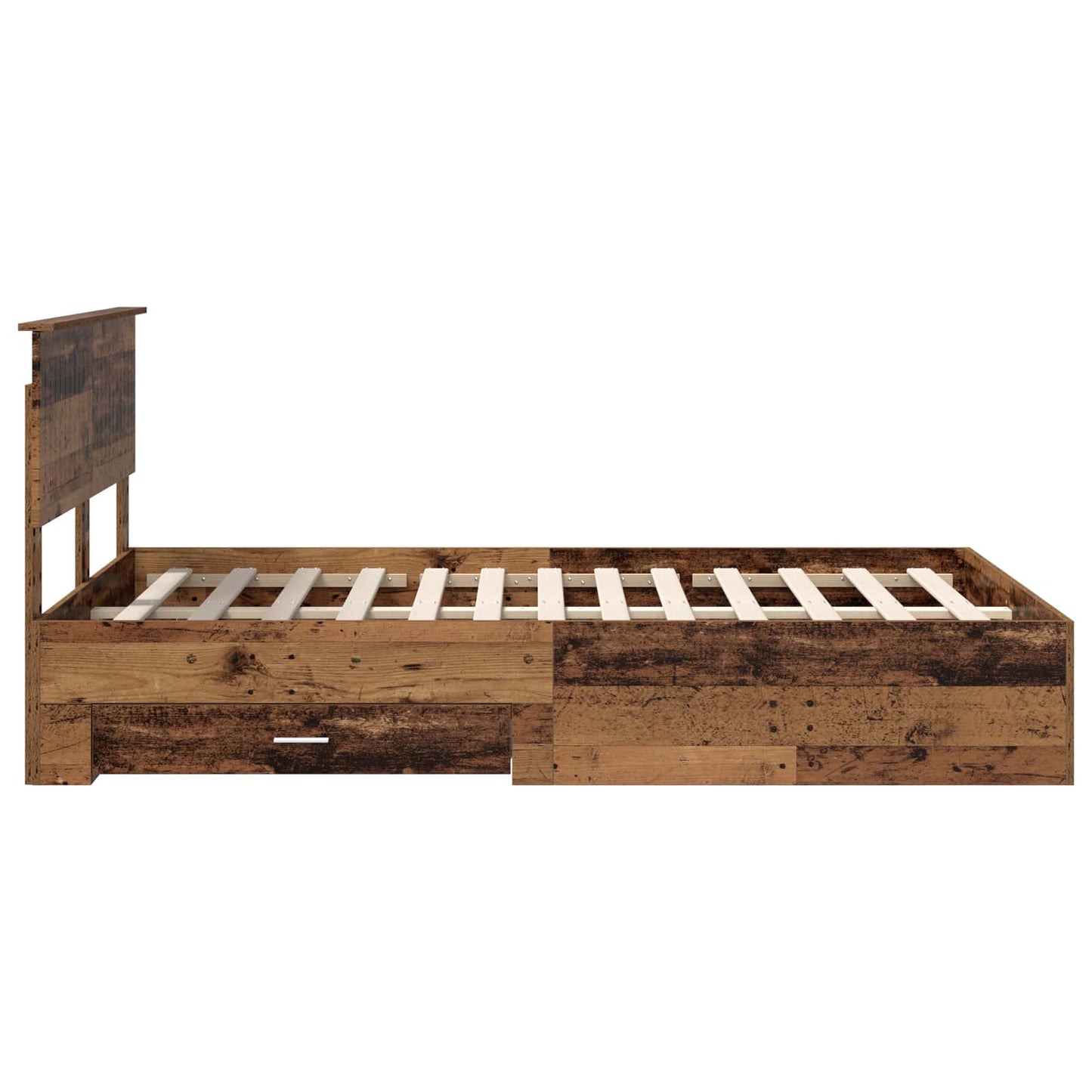Bedframe met hoofdeinde Oudhout 120 x 190 cm Bewerkt hout is nu te koop bij PeponiXL, paradijselijk wonen!
