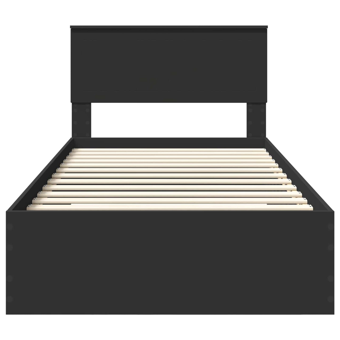 Bedframe met lade Zwart en Zilver 100 x 200 cm Bewerkt hout is nu te koop bij PeponiXL, paradijselijk wonen!