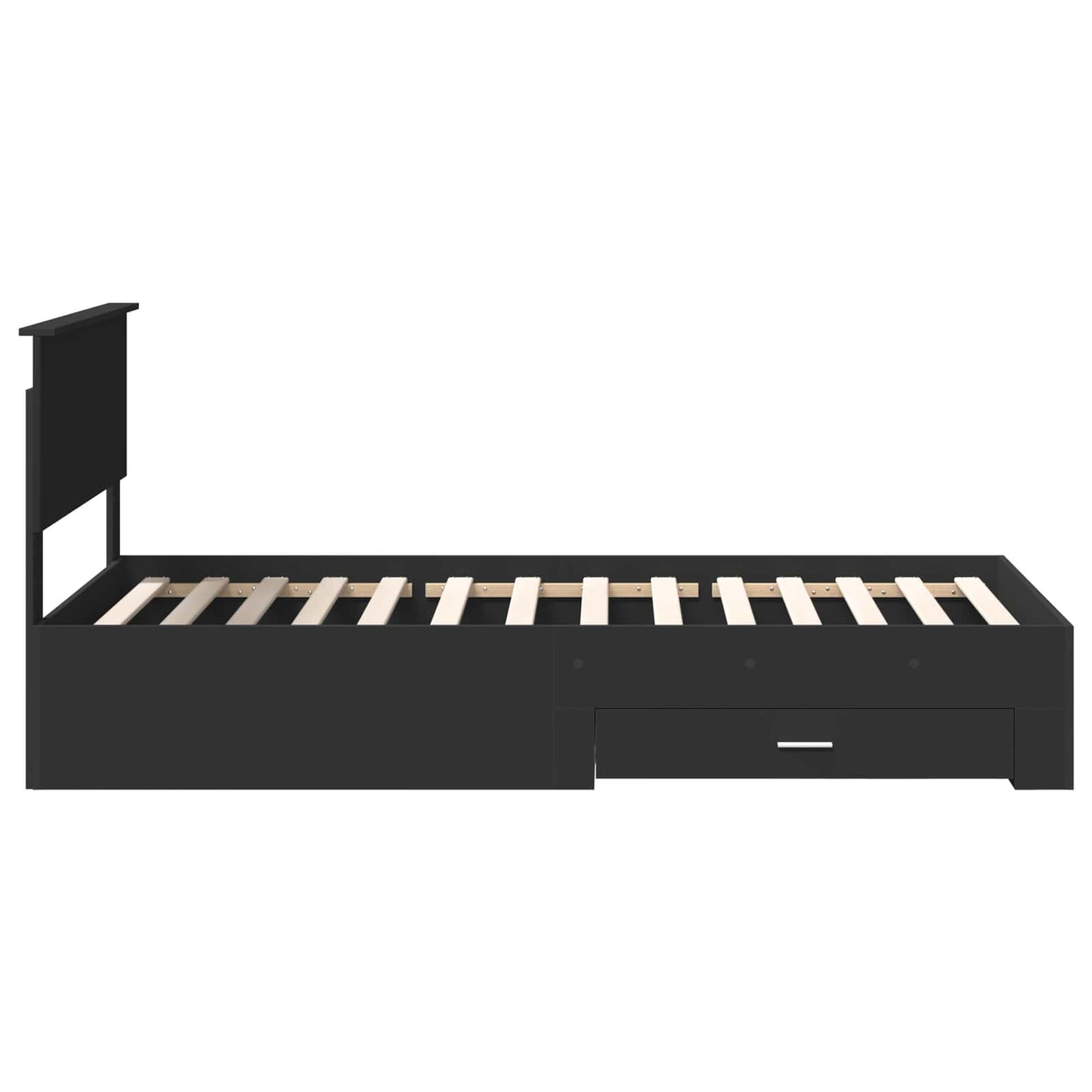 Bedframe met lade Zwart en Zilver 100 x 200 cm Bewerkt hout is nu te koop bij PeponiXL, paradijselijk wonen!