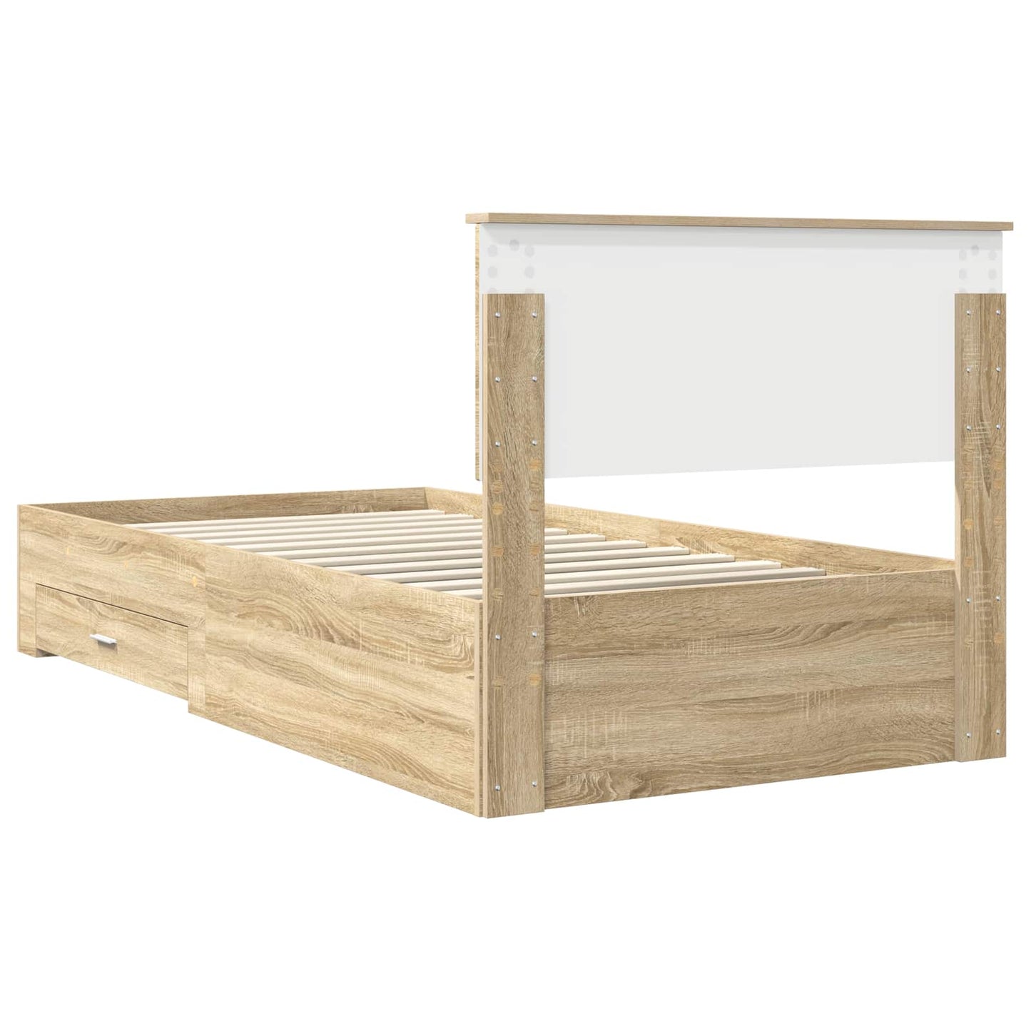 Bedframe met hoofdeinde Sonoma Eiken 100 x 200 cm Bewerkt hout is nu te koop bij PeponiXL, paradijselijk wonen!