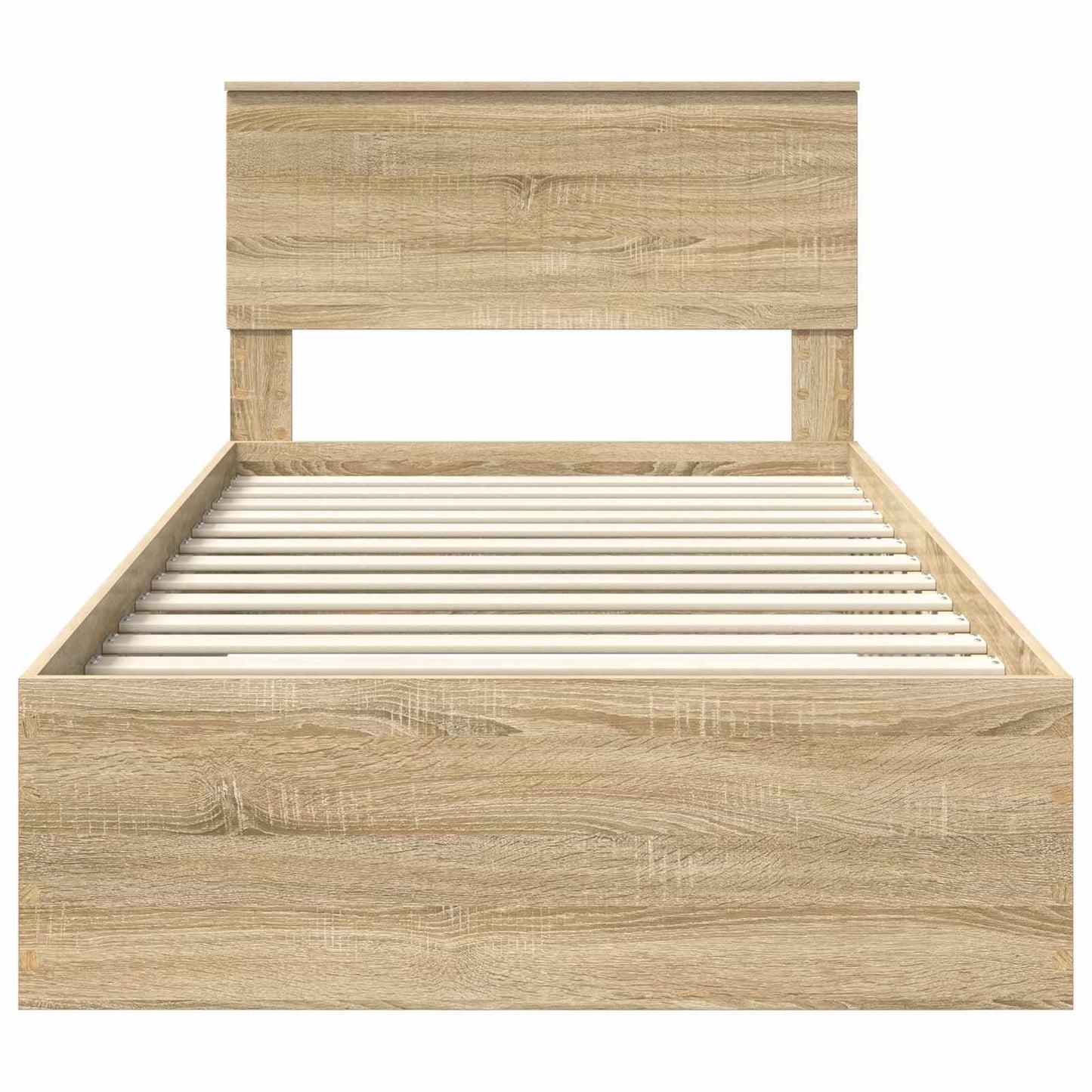 Bedframe met hoofdeinde Sonoma Eiken 100 x 200 cm Bewerkt hout is nu te koop bij PeponiXL, paradijselijk wonen!