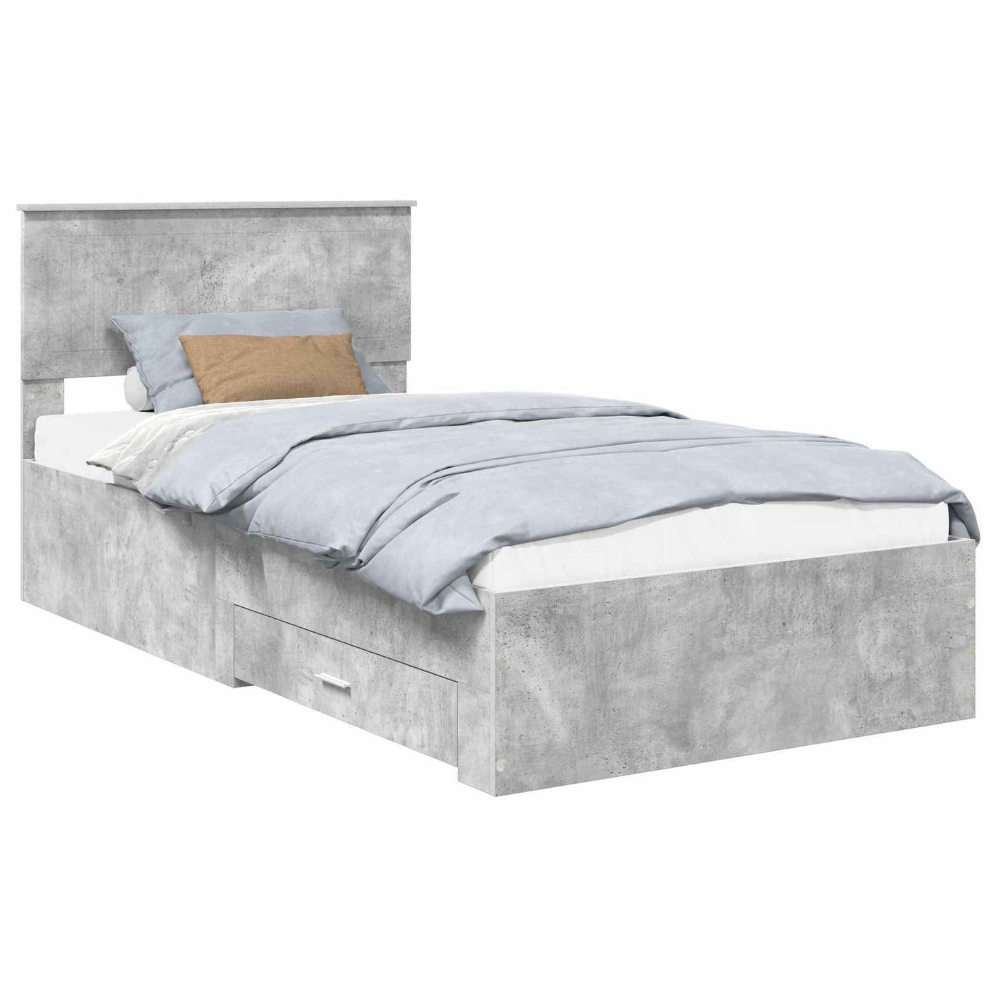 Bedframe met hoofdeinde Beton Grijs 100 x 200 cm Bewerkt hout is nu te koop bij PeponiXL, paradijselijk wonen!