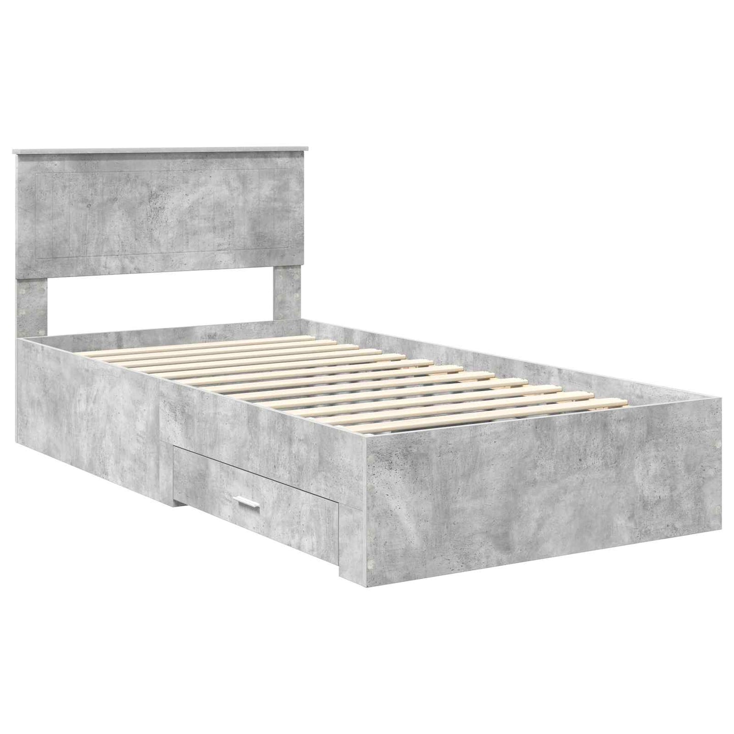 Bedframe met hoofdeinde Beton Grijs 100 x 200 cm Bewerkt hout is nu te koop bij PeponiXL, paradijselijk wonen!