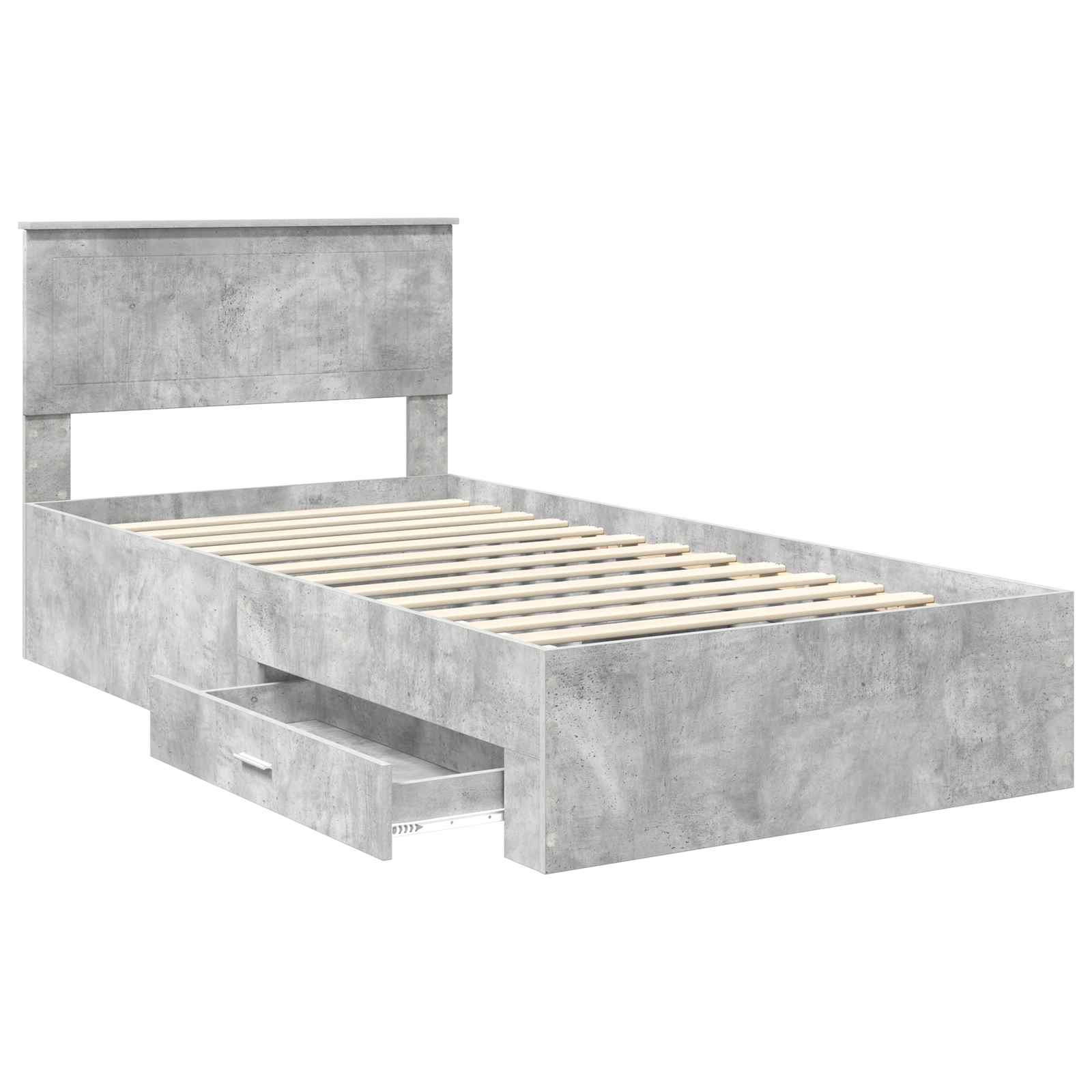 Bedframe met hoofdeinde Beton Grijs 100 x 200 cm Bewerkt hout is nu te koop bij PeponiXL, paradijselijk wonen!