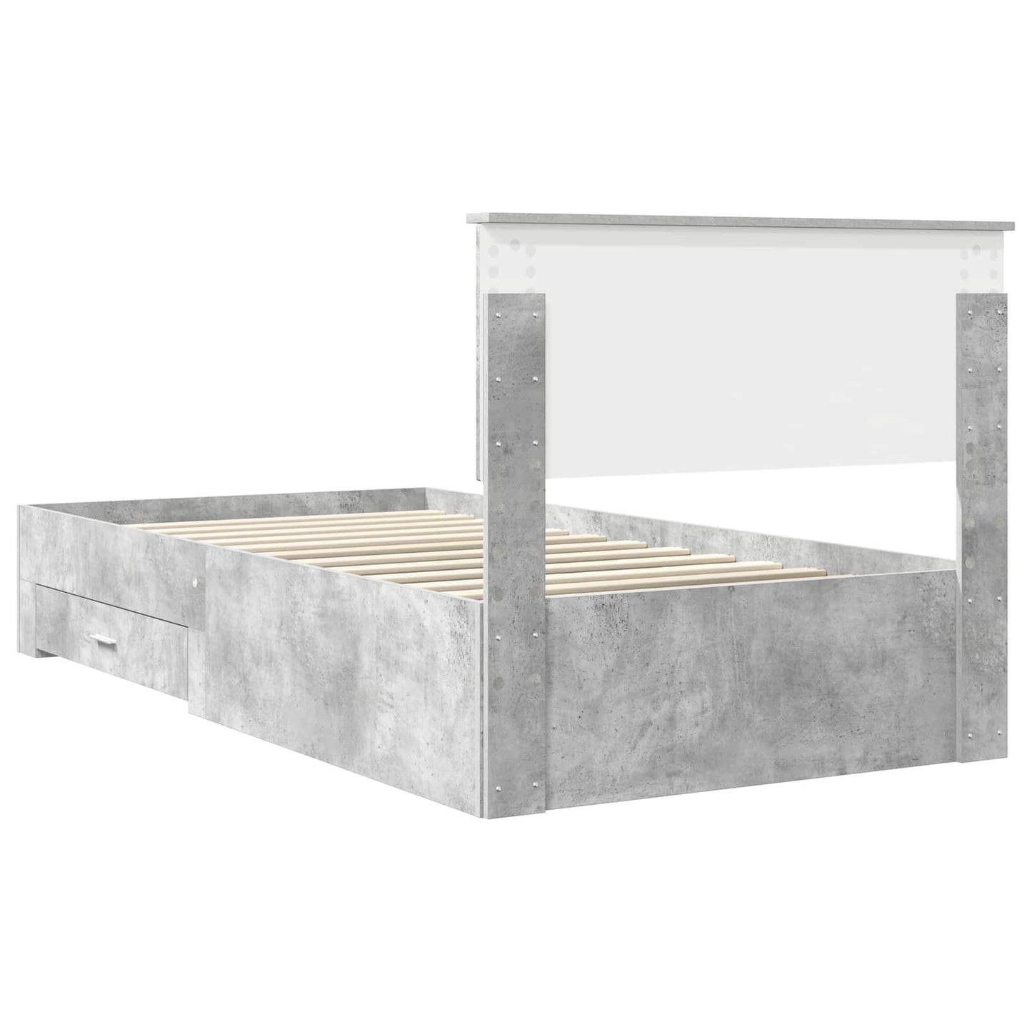 Bedframe met hoofdeinde Beton Grijs 100 x 200 cm Bewerkt hout is nu te koop bij PeponiXL, paradijselijk wonen!