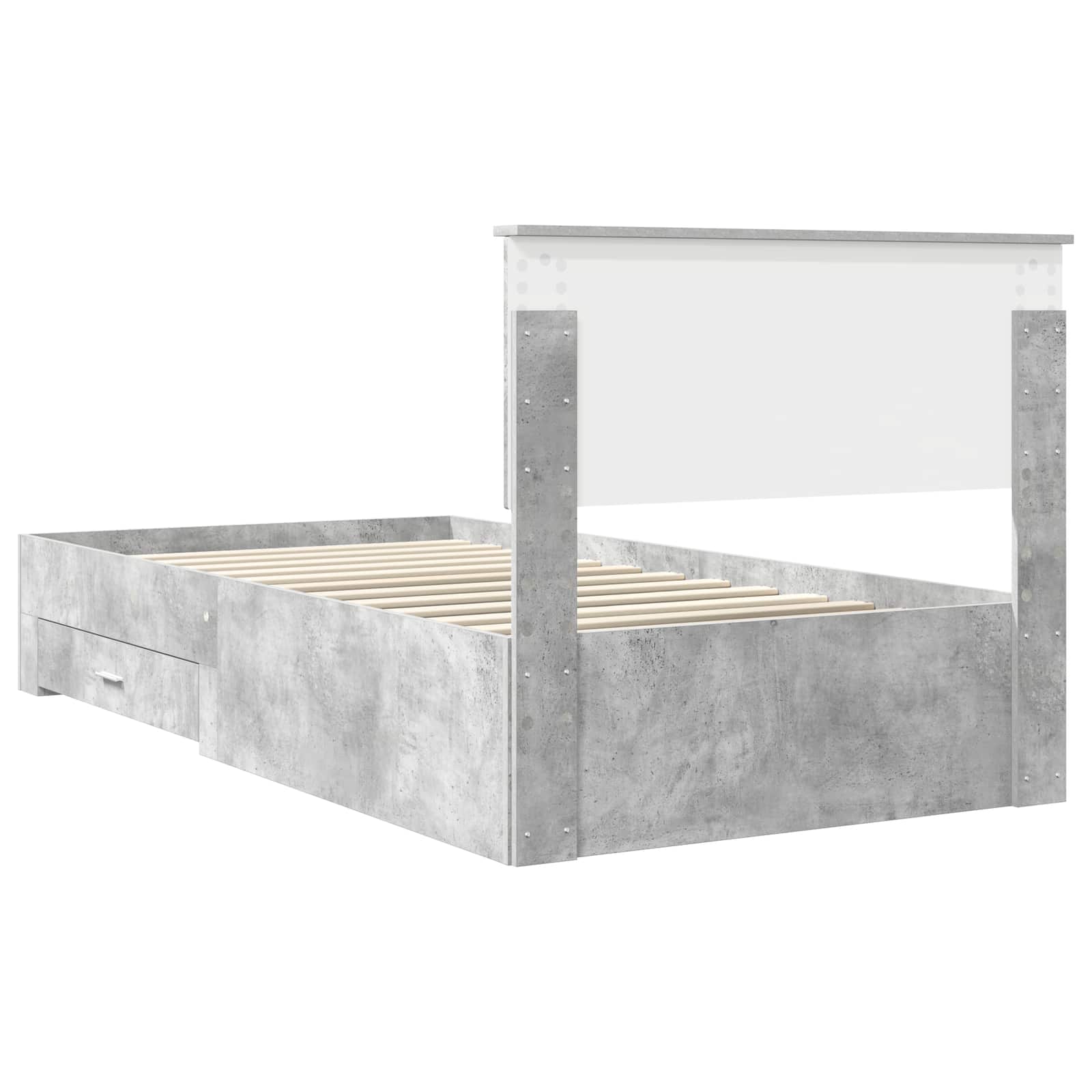 Bedframe met hoofdeinde Beton Grijs 100 x 200 cm Bewerkt hout is nu te koop bij PeponiXL, paradijselijk wonen!