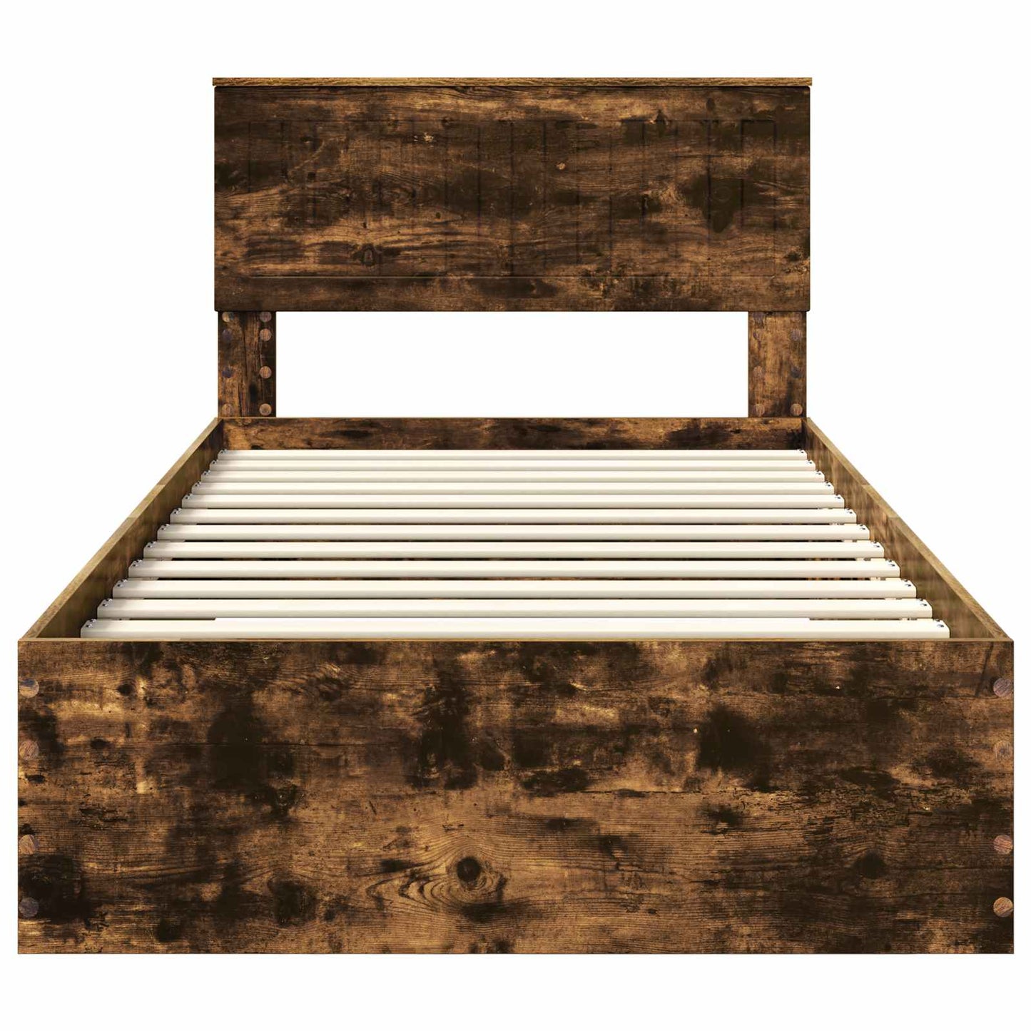 Bedframe met hoofdeinde Gerookt eiken 100 x 200 cm Bewerkt hout is nu te koop bij PeponiXL, paradijselijk wonen!