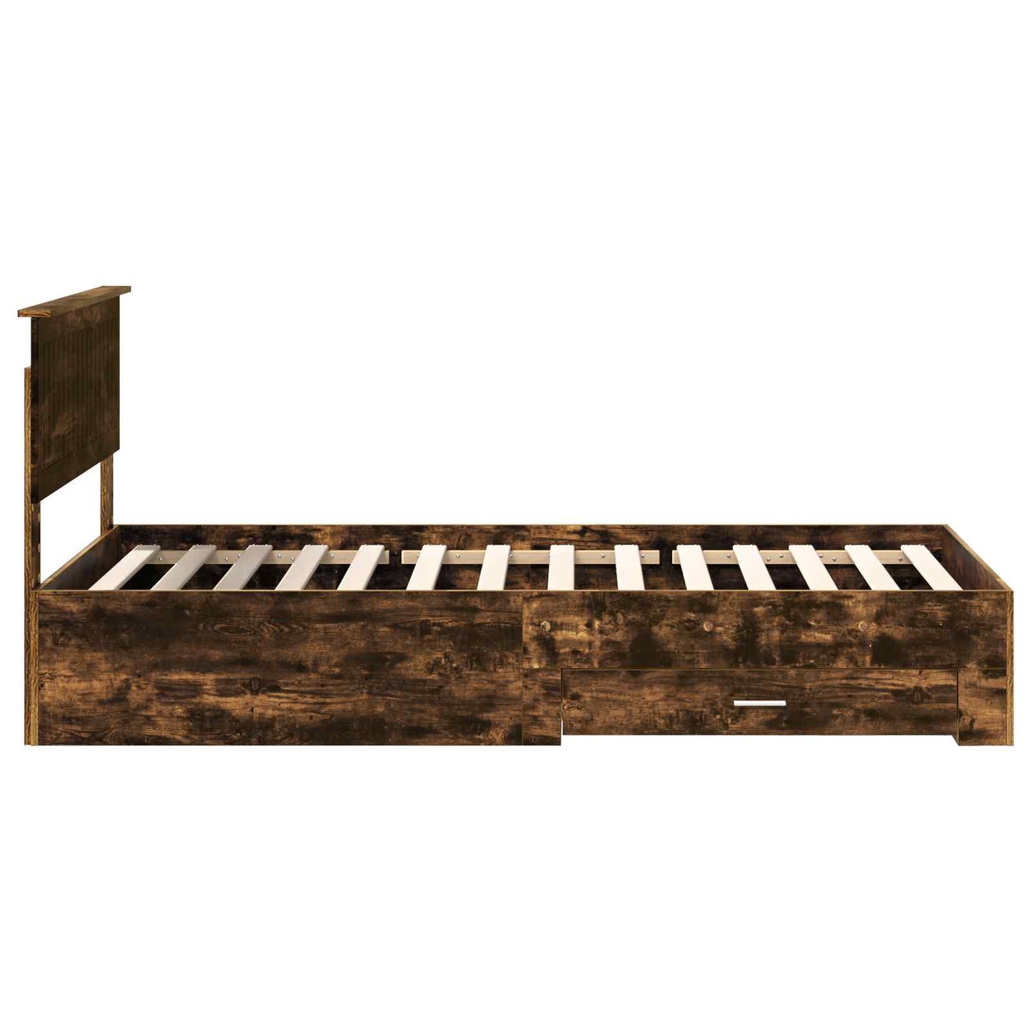 Bedframe met hoofdeinde Gerookt eiken 100 x 200 cm Bewerkt hout is nu te koop bij PeponiXL, paradijselijk wonen!
