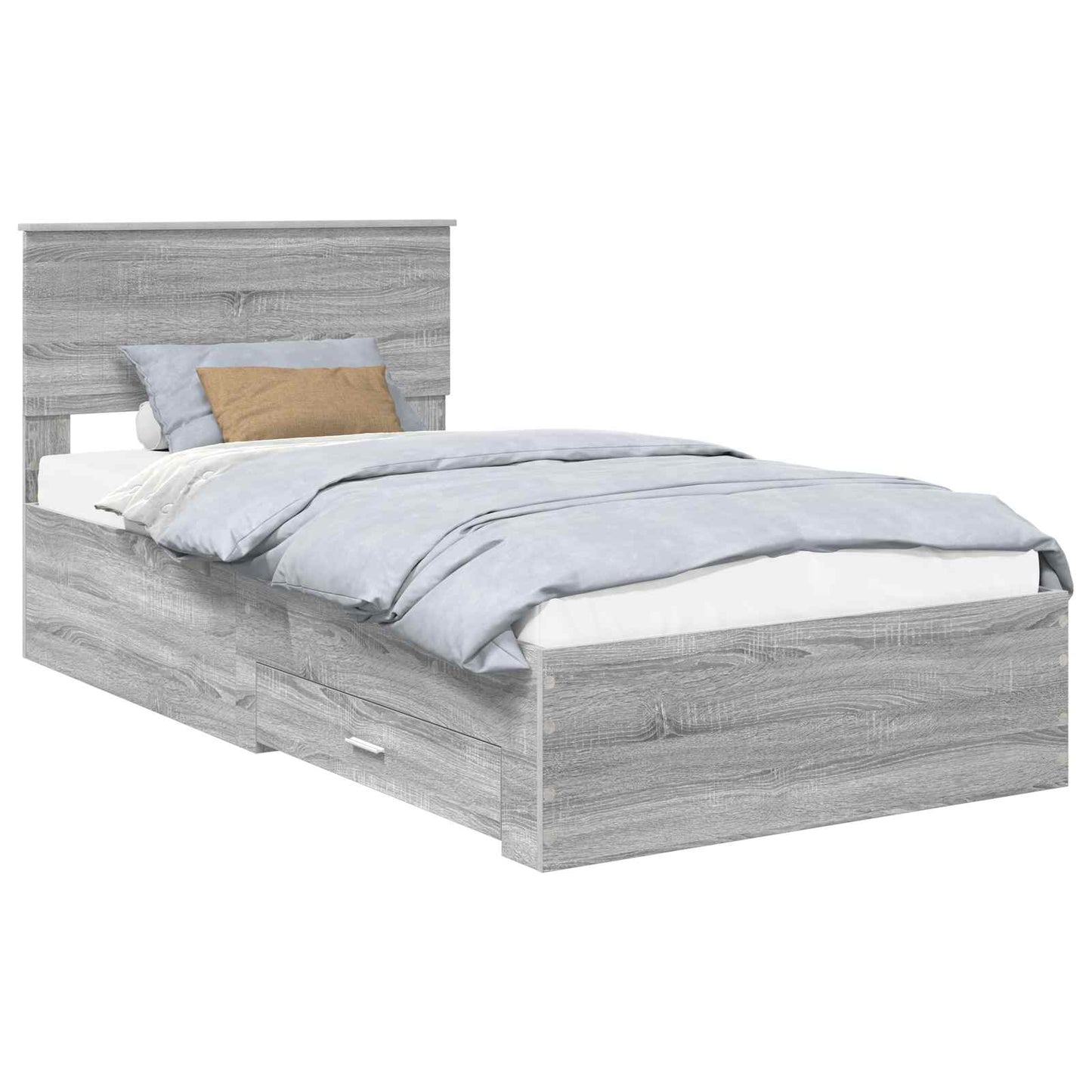 Bedframe met hoofdeinde Grijs Sonoma 100 x 200 cm Bewerkt hout is nu te koop bij PeponiXL, paradijselijk wonen!