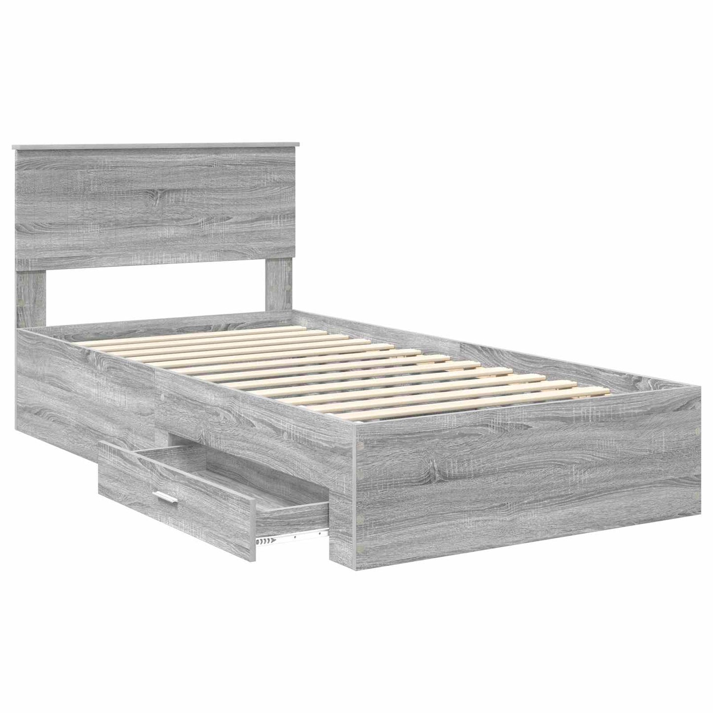 Bedframe met hoofdeinde Grijs Sonoma 100 x 200 cm Bewerkt hout is nu te koop bij PeponiXL, paradijselijk wonen!