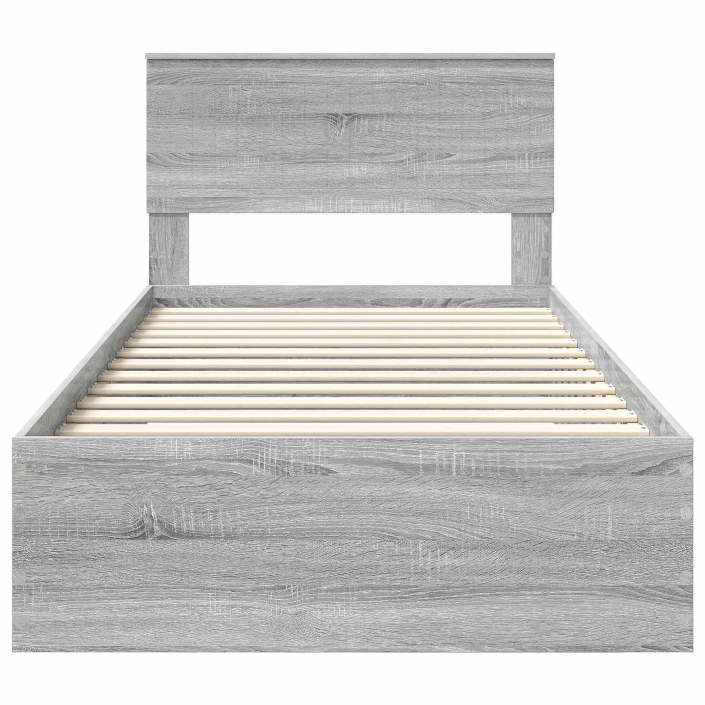 Bedframe met hoofdeinde Grijs Sonoma 100 x 200 cm Bewerkt hout is nu te koop bij PeponiXL, paradijselijk wonen!