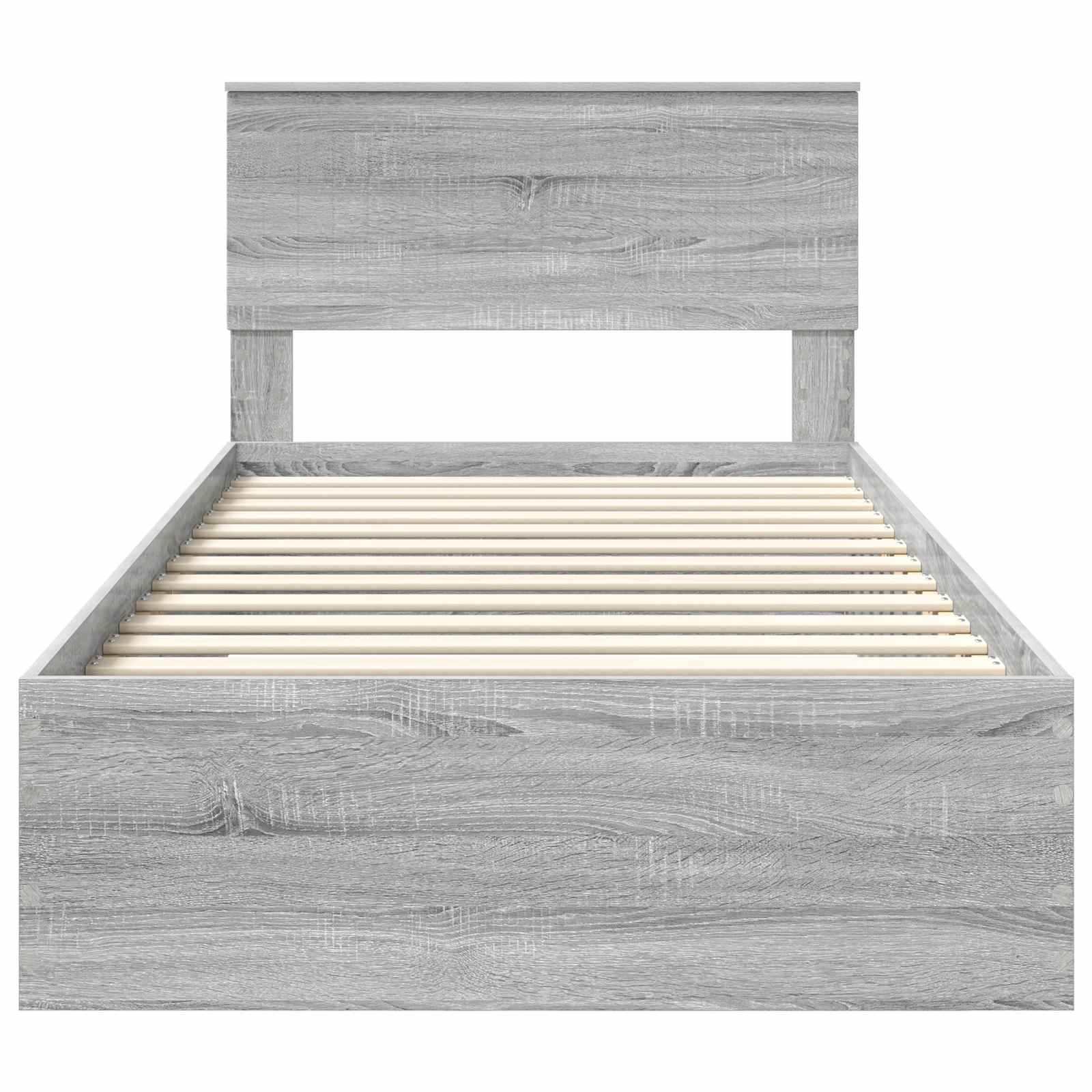 Bedframe met hoofdeinde Grijs Sonoma 100 x 200 cm Bewerkt hout is nu te koop bij PeponiXL, paradijselijk wonen!