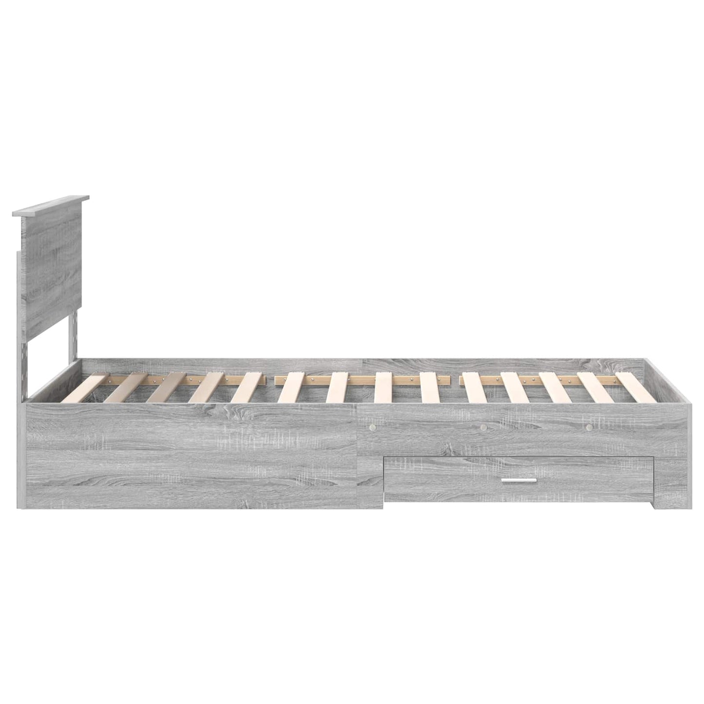 Bedframe met hoofdeinde Grijs Sonoma 100 x 200 cm Bewerkt hout is nu te koop bij PeponiXL, paradijselijk wonen!