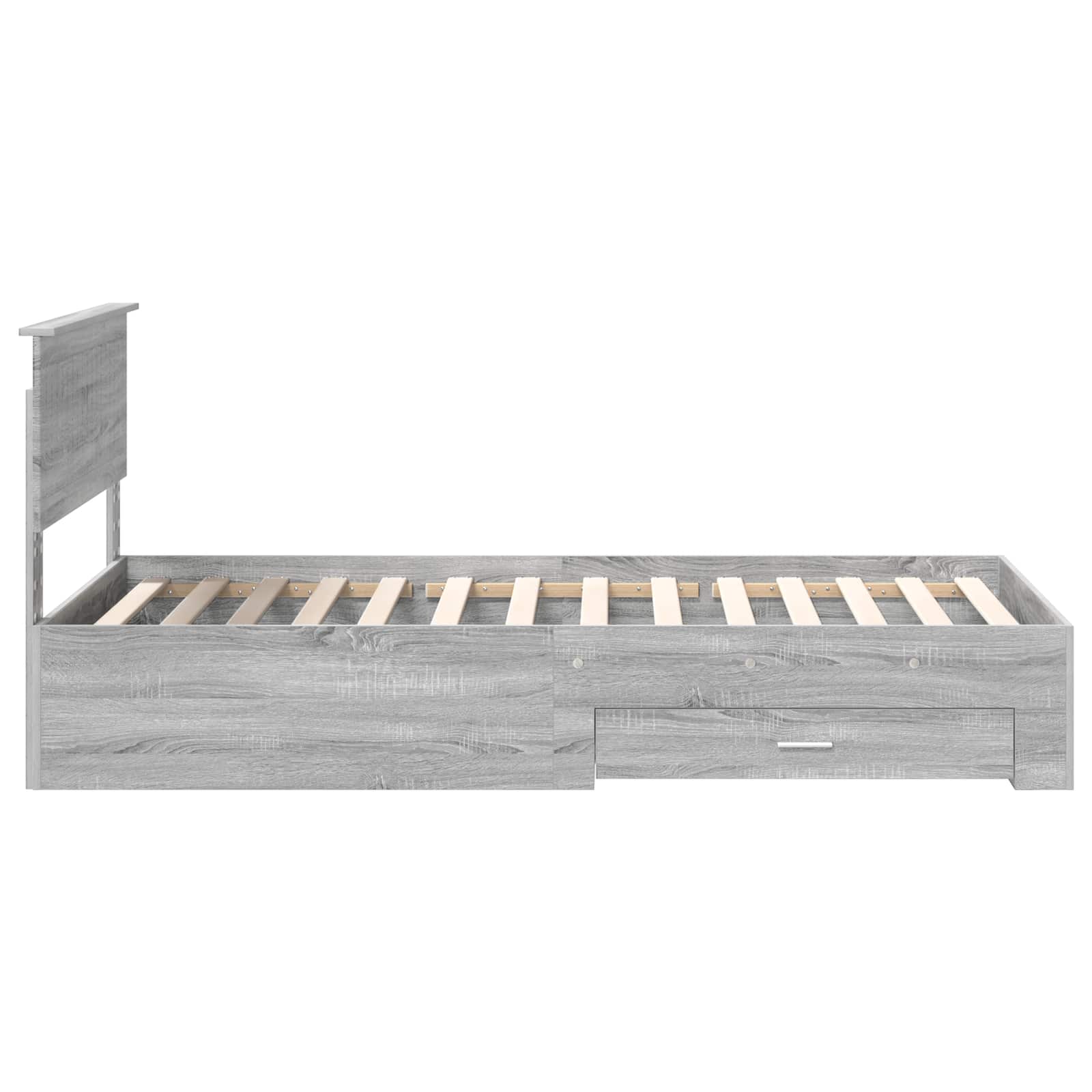 Bedframe met hoofdeinde Grijs Sonoma 100 x 200 cm Bewerkt hout is nu te koop bij PeponiXL, paradijselijk wonen!