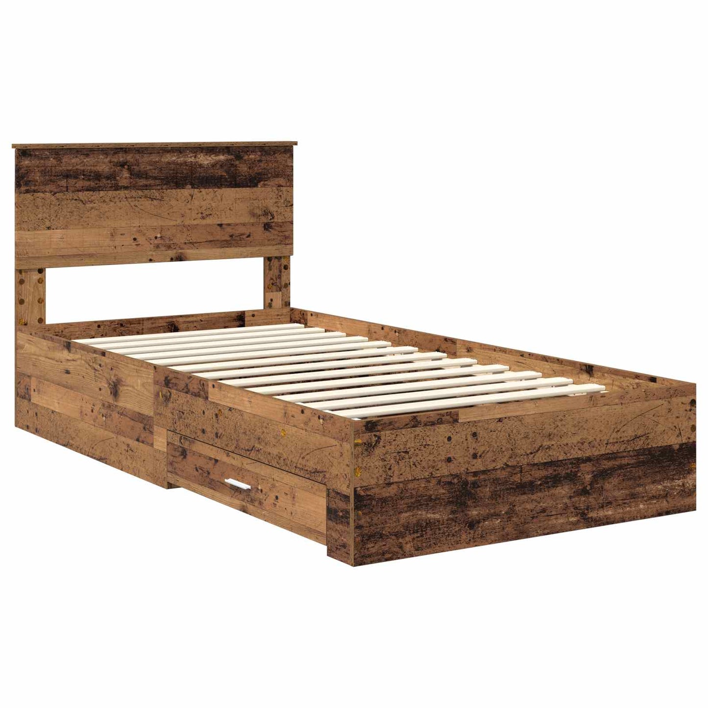 Bedframe met hoofdeinde Oudhout 100 x 200 cm Bewerkt hout is nu te koop bij PeponiXL, paradijselijk wonen!