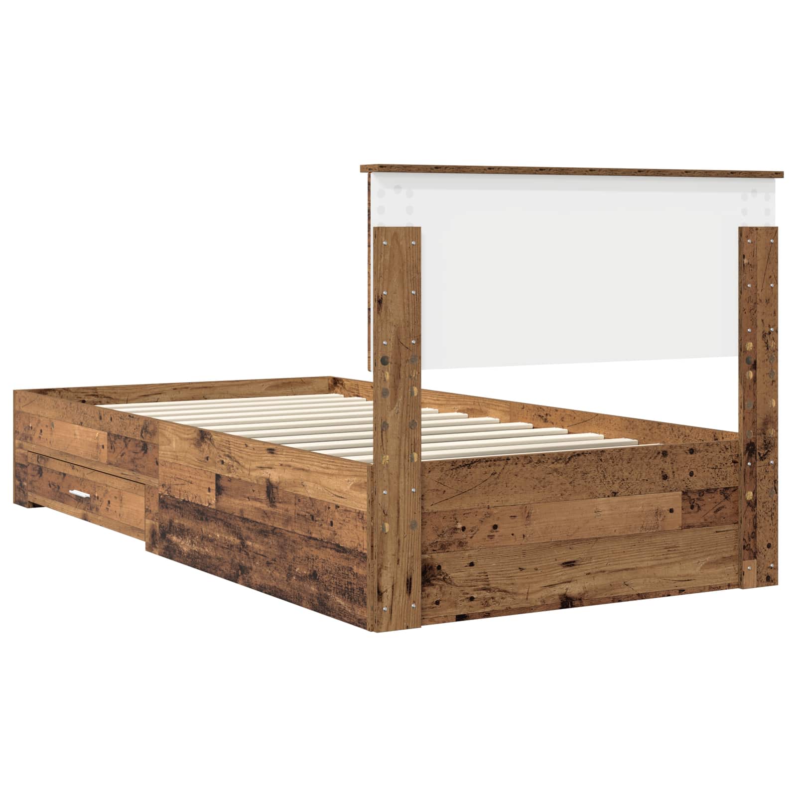 Bedframe met hoofdeinde Oudhout 100 x 200 cm Bewerkt hout is nu te koop bij PeponiXL, paradijselijk wonen!