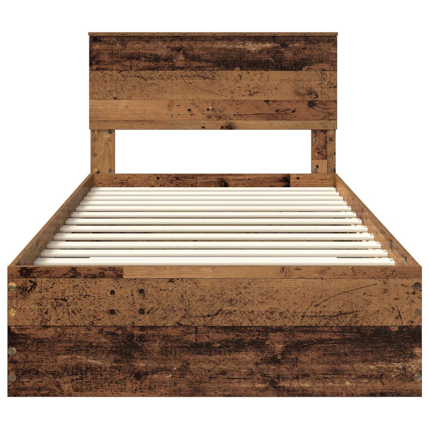 Bedframe met hoofdeinde Oudhout 100 x 200 cm Bewerkt hout is nu te koop bij PeponiXL, paradijselijk wonen!