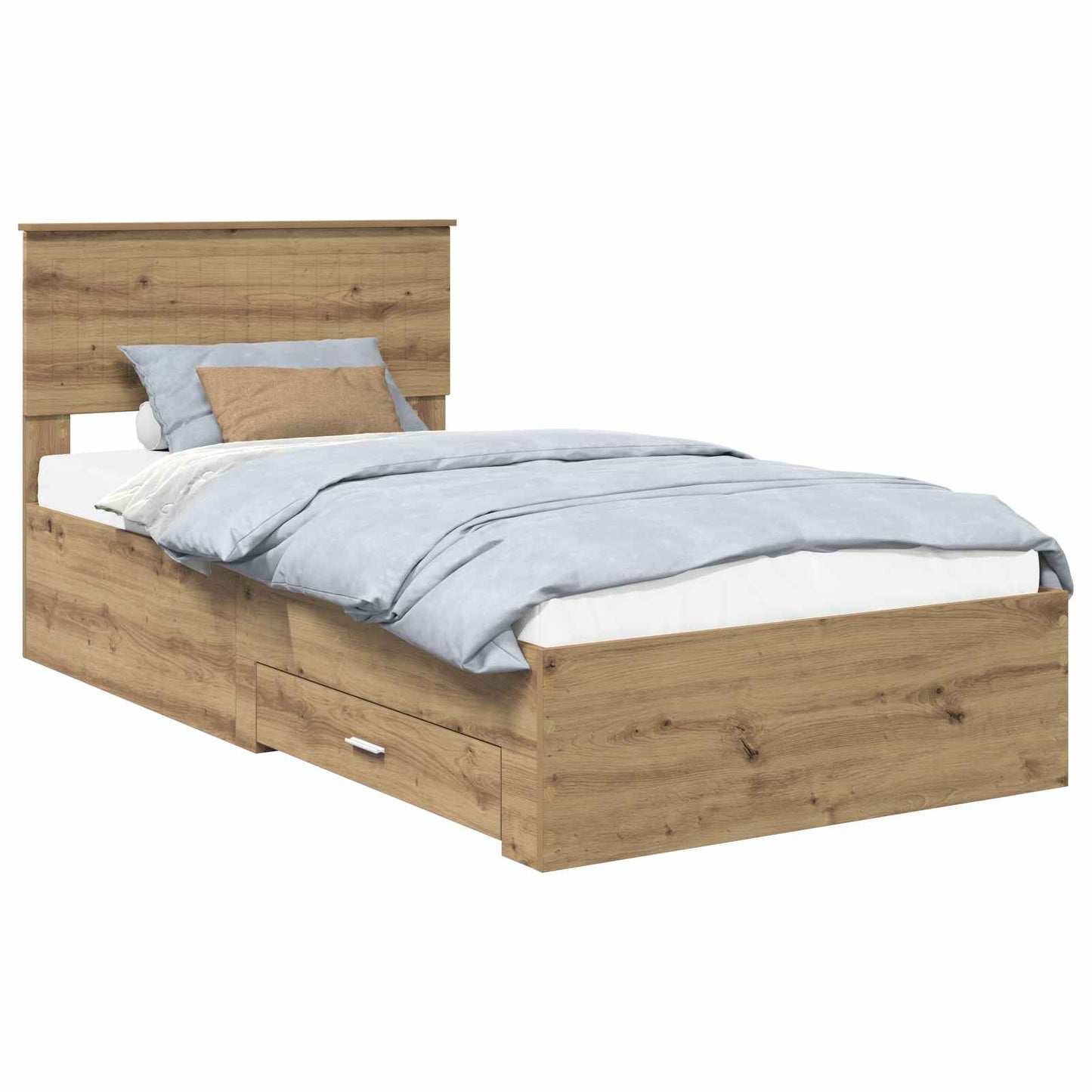 Bedframe met hoofdeinde Artisan Eiken 100 x 200 cm Bewerkt hout is nu te koop bij PeponiXL, paradijselijk wonen!