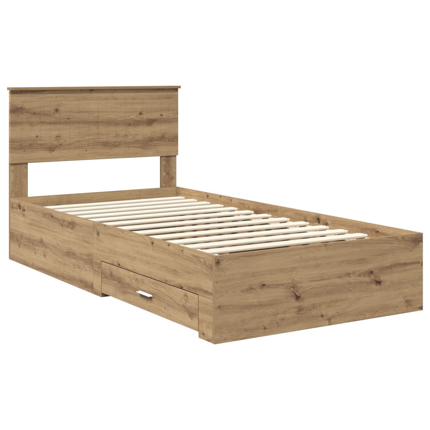 Bedframe met hoofdeinde Artisan Eiken 100 x 200 cm Bewerkt hout is nu te koop bij PeponiXL, paradijselijk wonen!