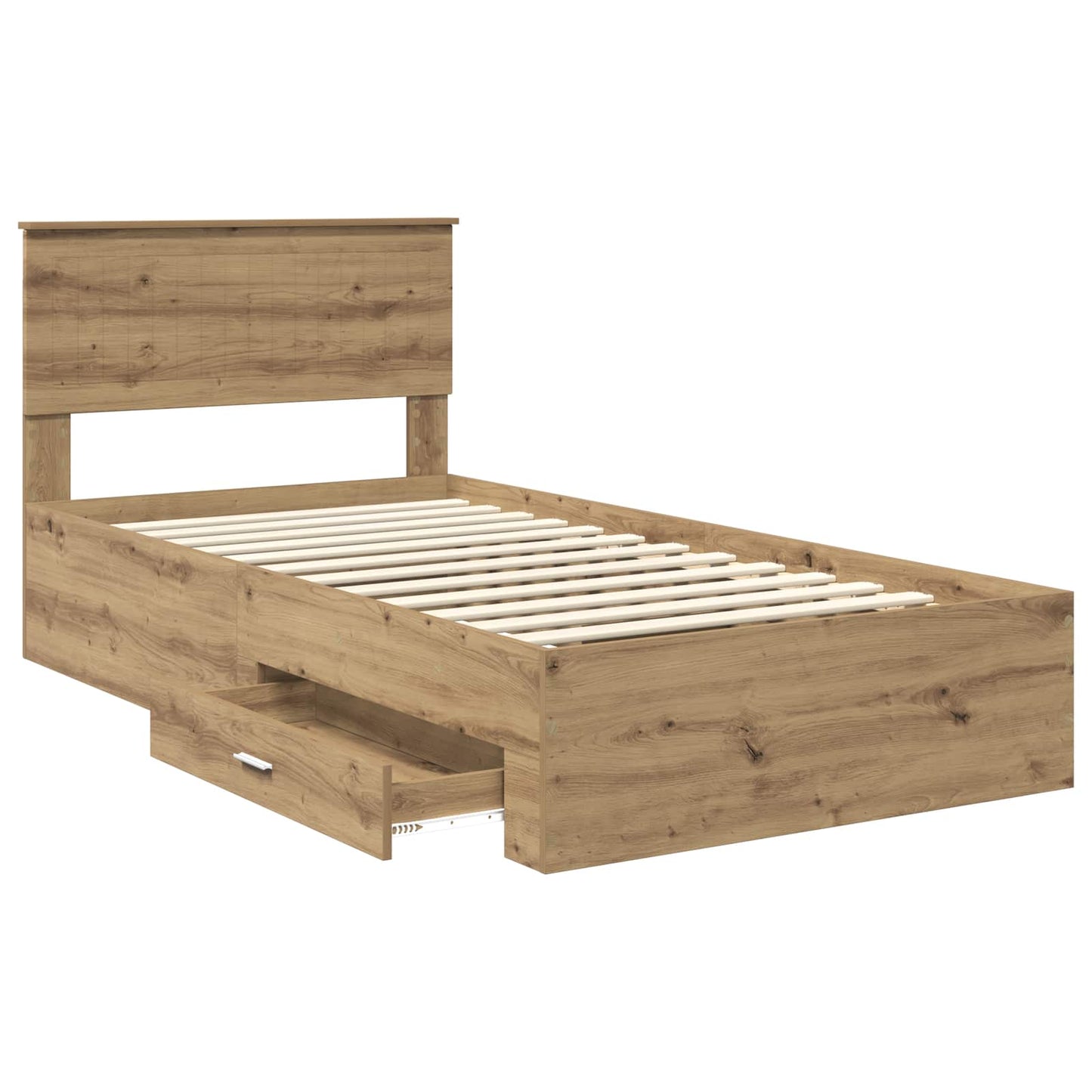 Bedframe met hoofdeinde Artisan Eiken 100 x 200 cm Bewerkt hout is nu te koop bij PeponiXL, paradijselijk wonen!