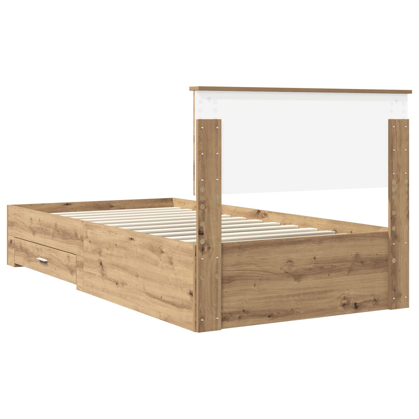 Bedframe met hoofdeinde Artisan Eiken 100 x 200 cm Bewerkt hout is nu te koop bij PeponiXL, paradijselijk wonen!