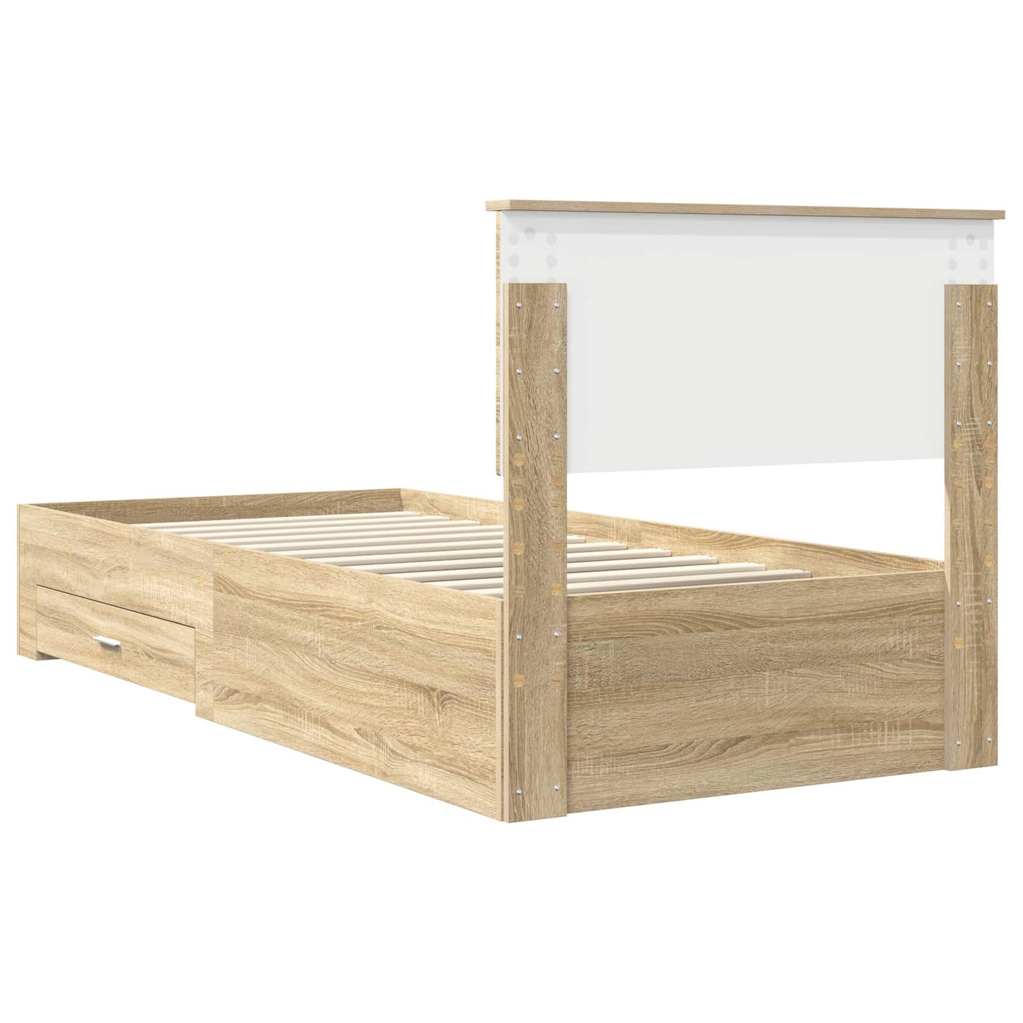 Bedframe met hoofdeinde Sonoma Eiken 90 x 200 cm Bewerkt hout is nu te koop bij PeponiXL, paradijselijk wonen!