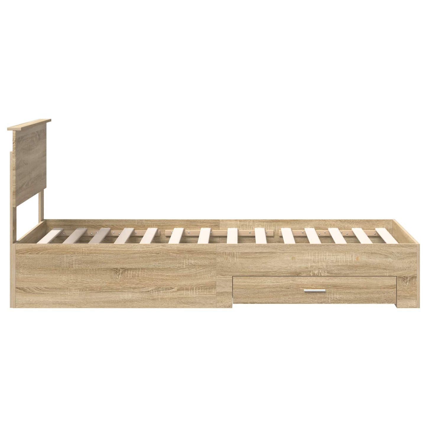 Bedframe met hoofdeinde Sonoma Eiken 90 x 200 cm Bewerkt hout is nu te koop bij PeponiXL, paradijselijk wonen!