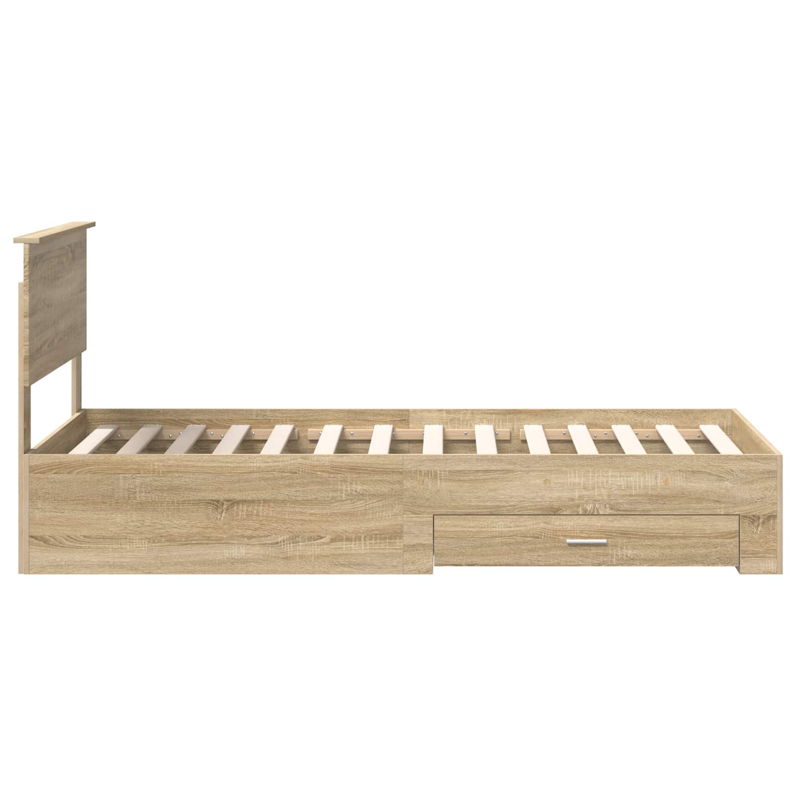 Bedframe met hoofdeinde Sonoma Eiken 90 x 200 cm Bewerkt hout is nu te koop bij PeponiXL, paradijselijk wonen!