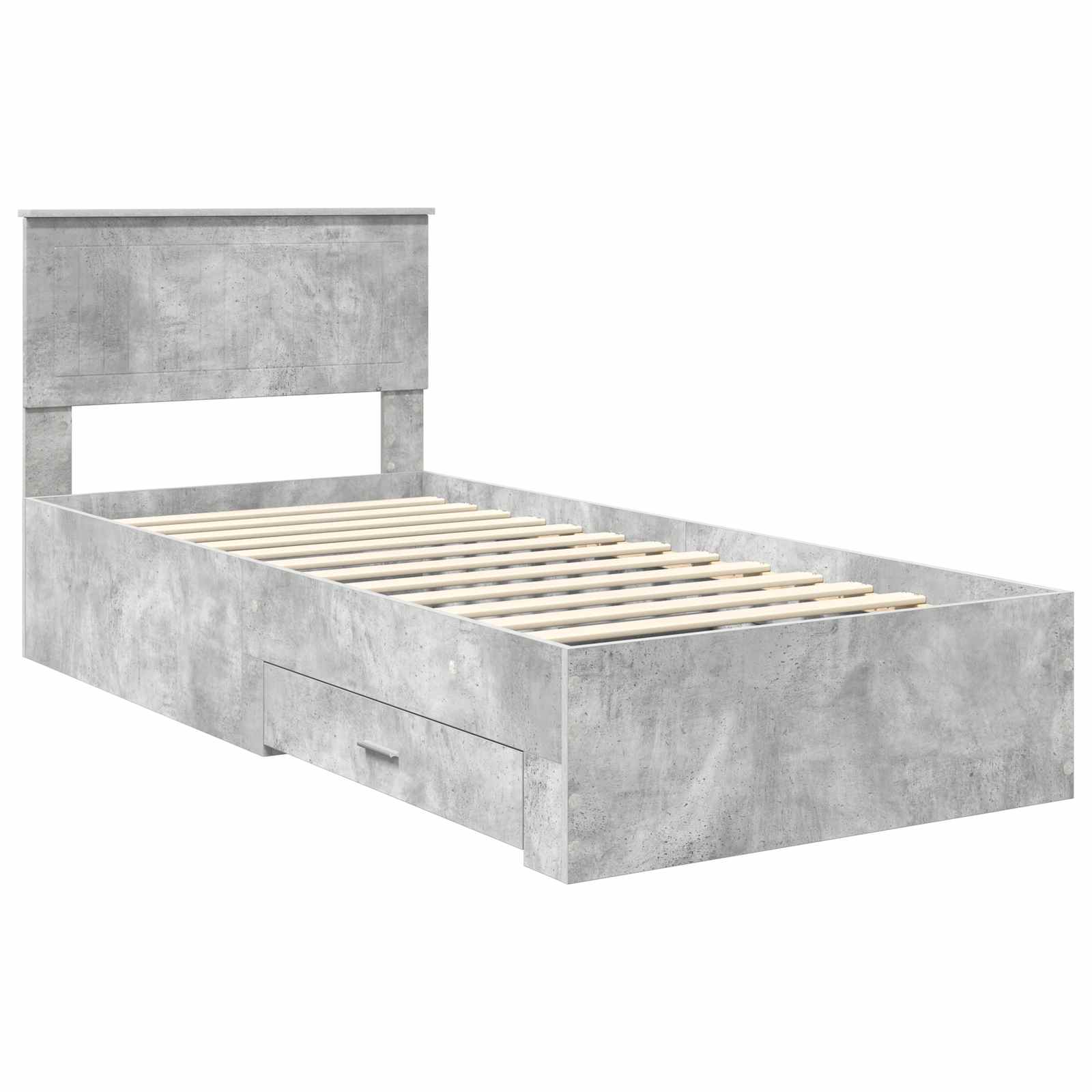 Bedframe met hoofdeinde Beton Grijs 90 x 200 cm Bewerkt hout is nu te koop bij PeponiXL, paradijselijk wonen!