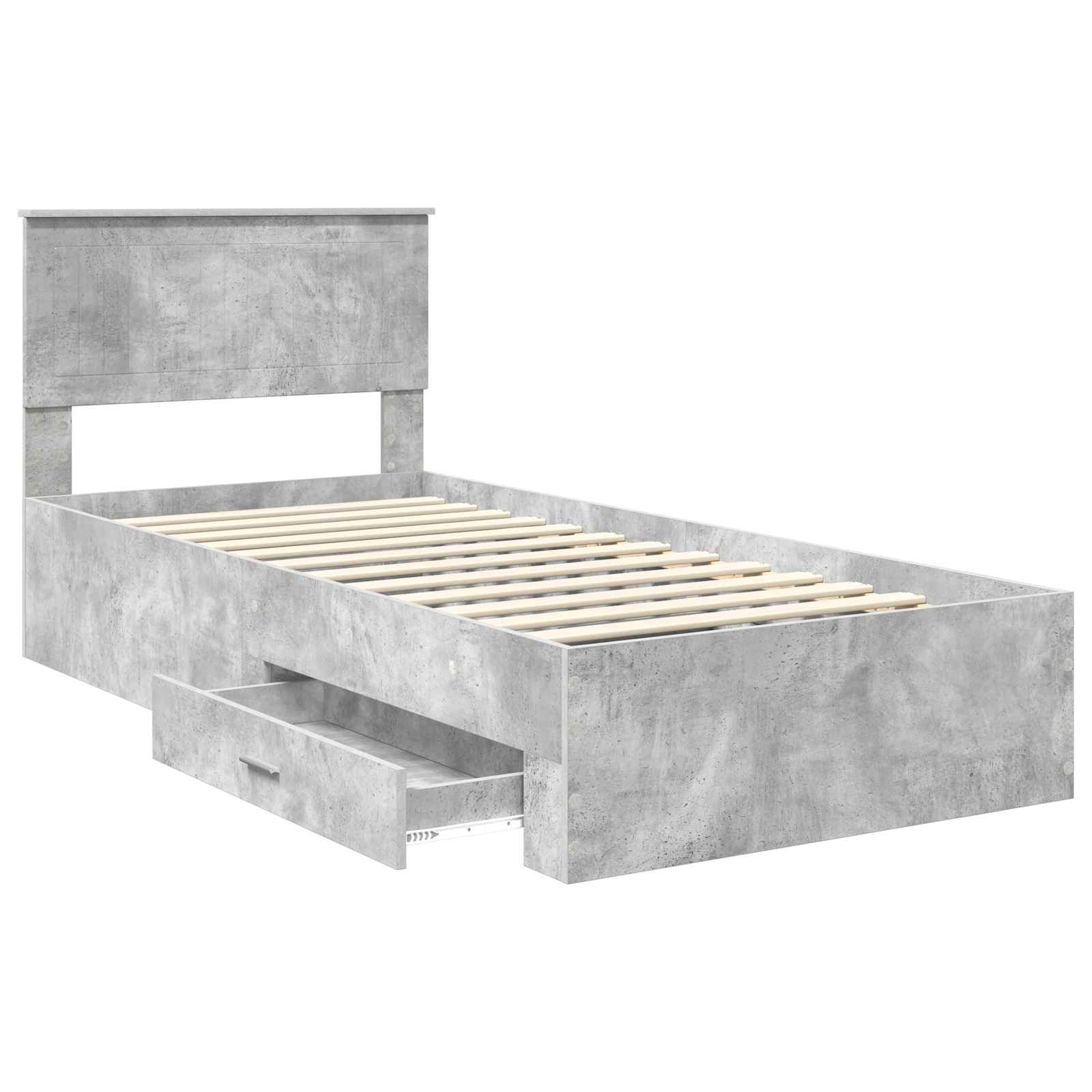 Bedframe met hoofdeinde Beton Grijs 90 x 200 cm Bewerkt hout is nu te koop bij PeponiXL, paradijselijk wonen!