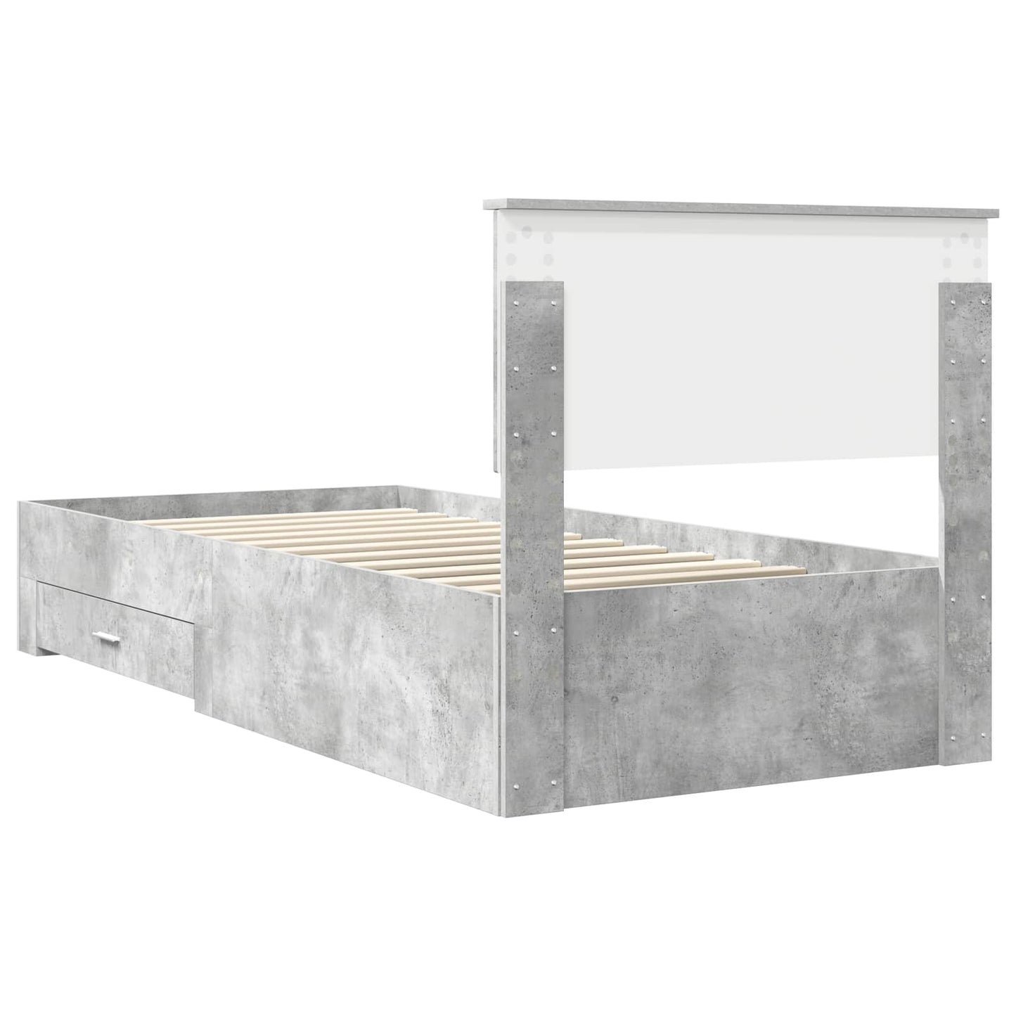 Bedframe met hoofdeinde Beton Grijs 90 x 200 cm Bewerkt hout is nu te koop bij PeponiXL, paradijselijk wonen!