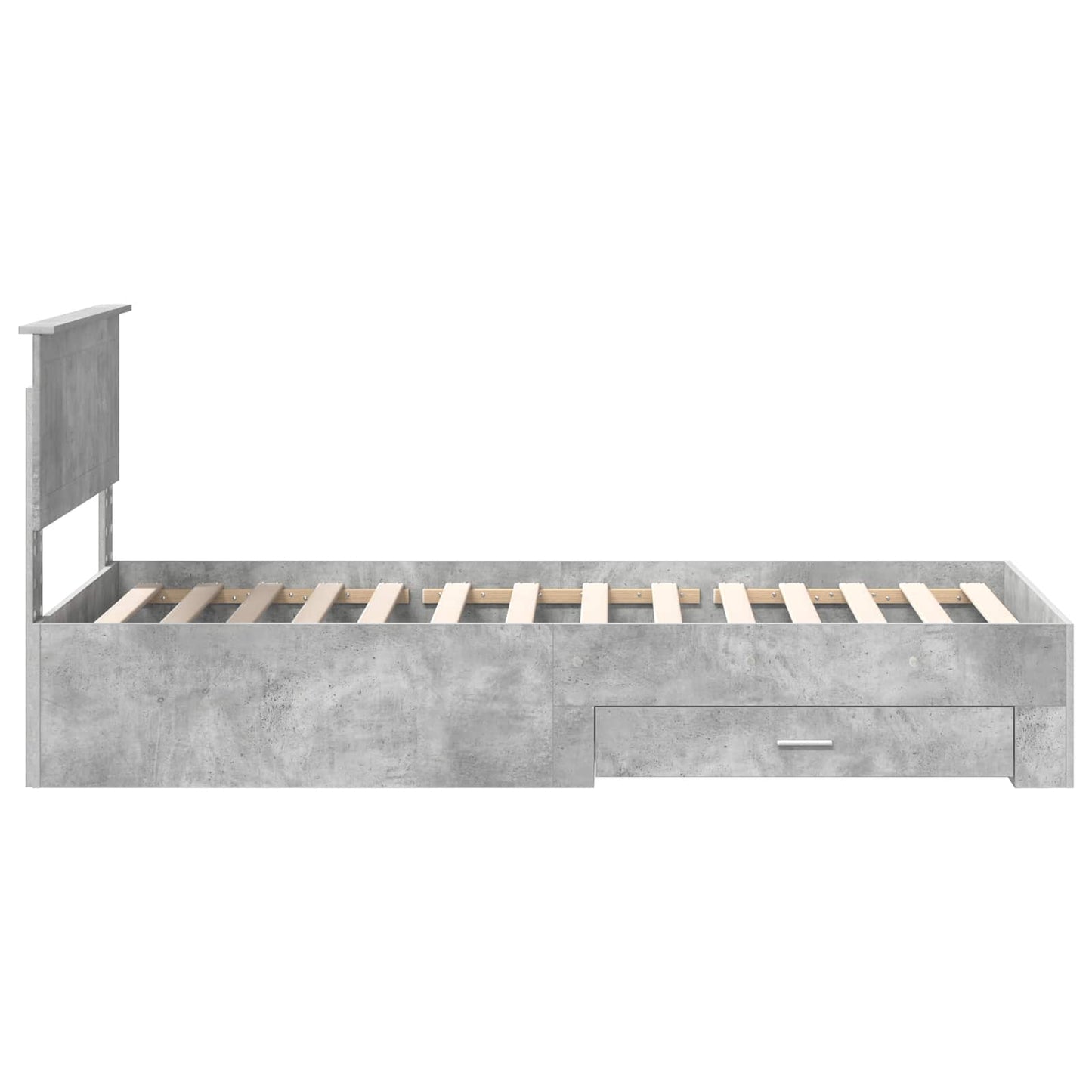 Bedframe met hoofdeinde Beton Grijs 90 x 200 cm Bewerkt hout is nu te koop bij PeponiXL, paradijselijk wonen!