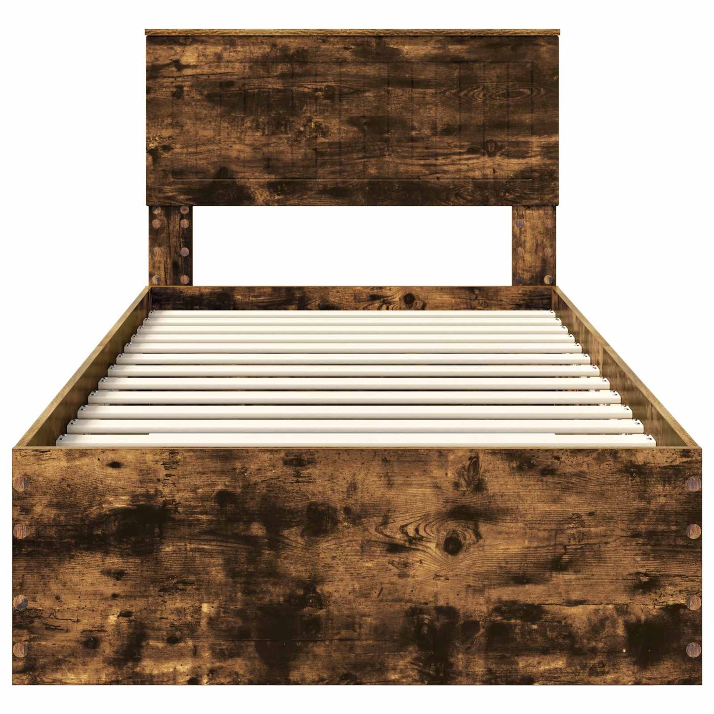 Bedframe met hoofdeinde Gerookt eiken 90 x 200 cm Bewerkt hout is nu te koop bij PeponiXL, paradijselijk wonen!