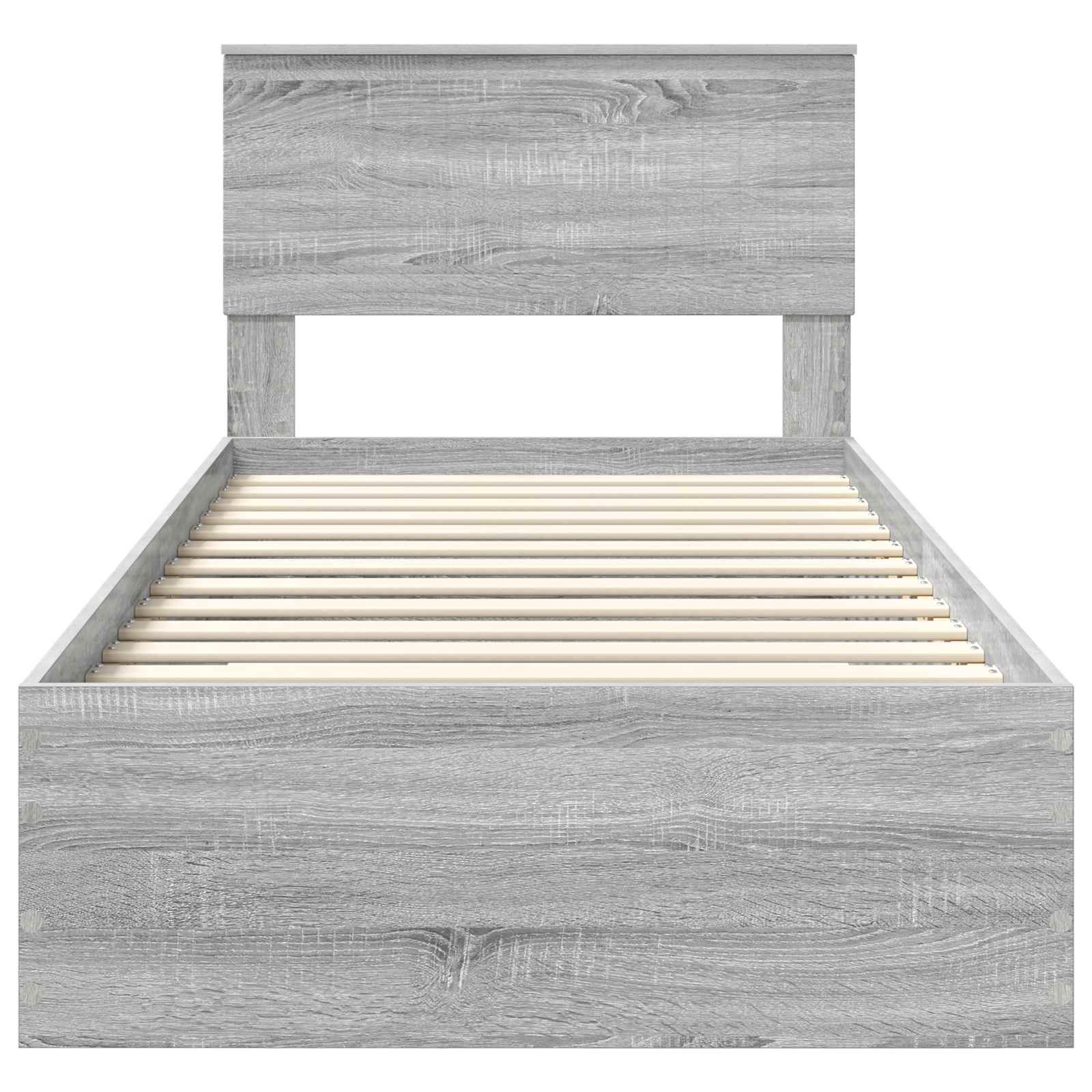 Bedframe met hoofdeinde Grijs Sonoma 90 x 200 cm Bewerkt hout is nu te koop bij PeponiXL, paradijselijk wonen!
