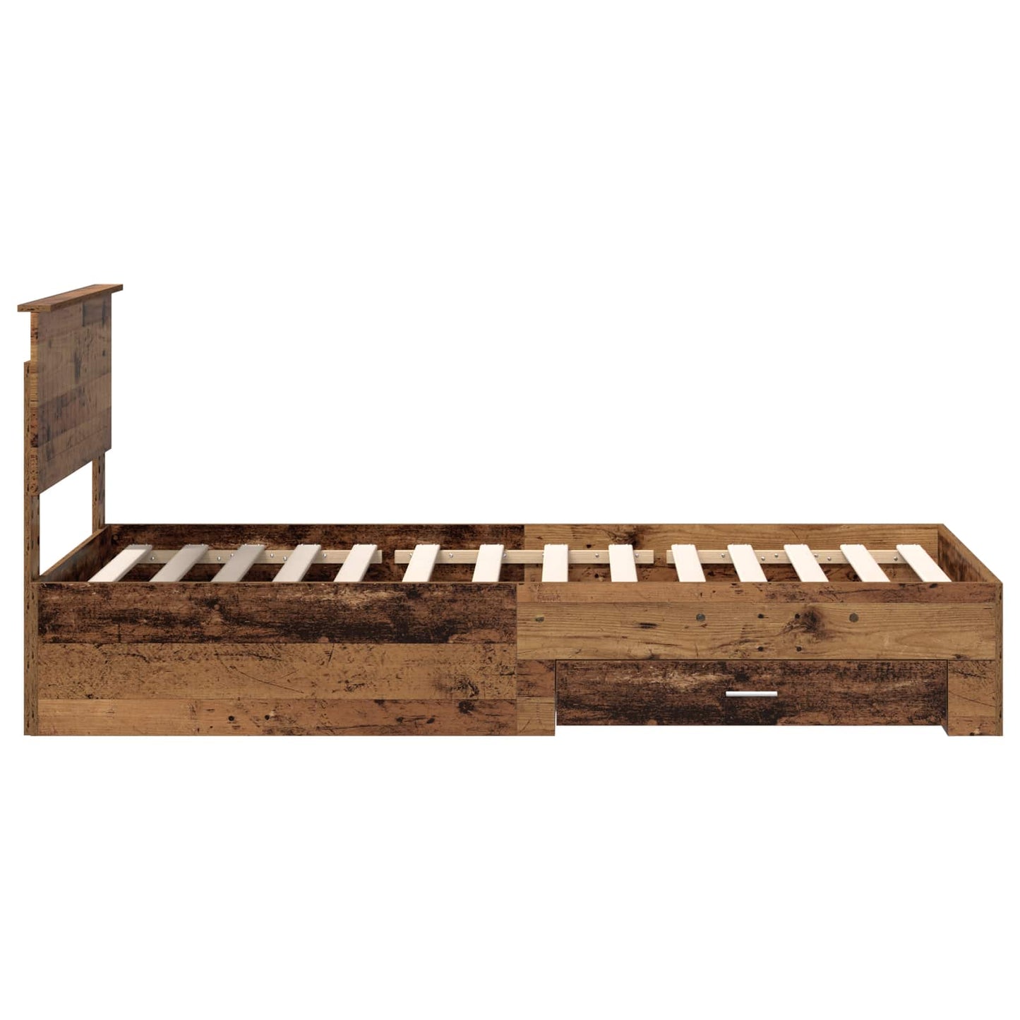Bedframe met hoofdeinde Oudhout 90 x 200 cm Bewerkt hout is nu te koop bij PeponiXL, paradijselijk wonen!