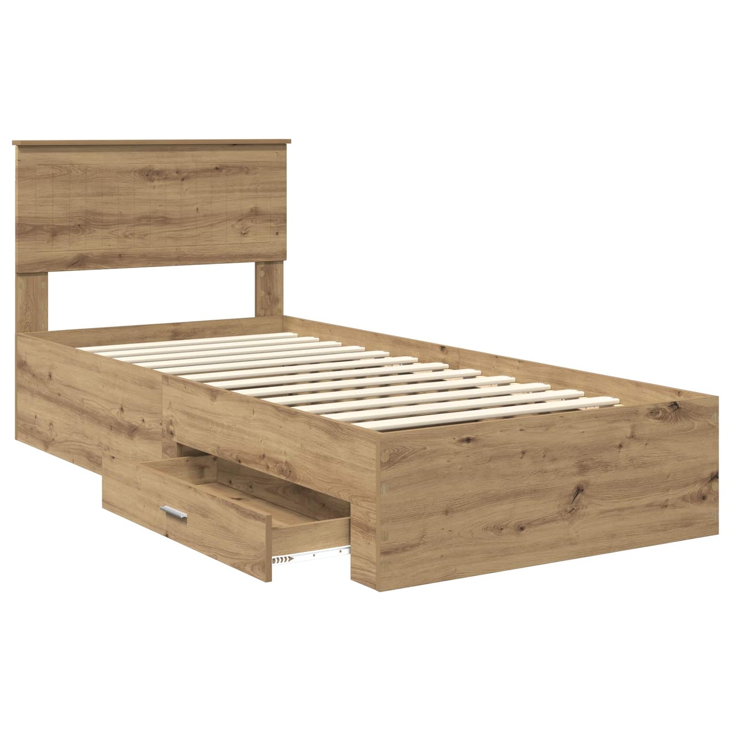 Bedframe met hoofdeinde Artisan Eiken 90 x 200 cm Bewerkt hout is nu te koop bij PeponiXL, paradijselijk wonen!