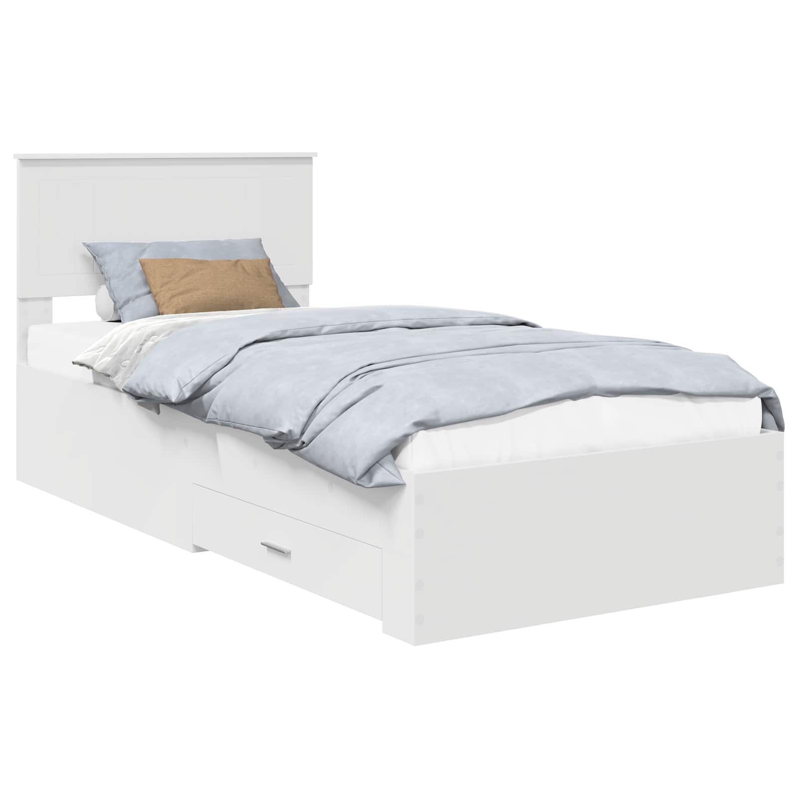 Bedframe met hoofdeinde met lade Wit 90 x 190 cm Bewerkt hout is nu te koop bij PeponiXL, paradijselijk wonen!