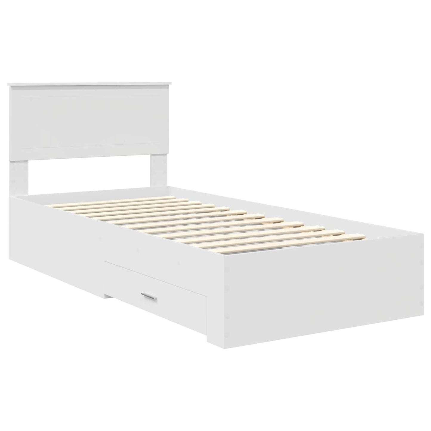 Bedframe met hoofdeinde met lade Wit 90 x 190 cm Bewerkt hout is nu te koop bij PeponiXL, paradijselijk wonen!