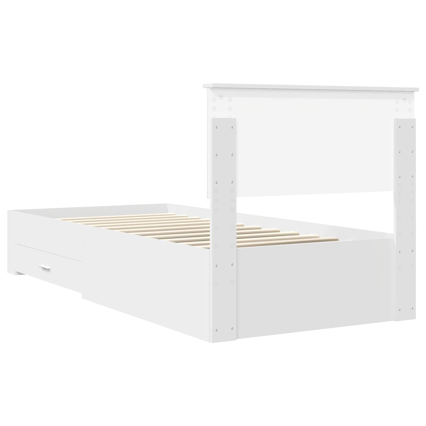 Bedframe met hoofdeinde met lade Wit 90 x 190 cm Bewerkt hout is nu te koop bij PeponiXL, paradijselijk wonen!