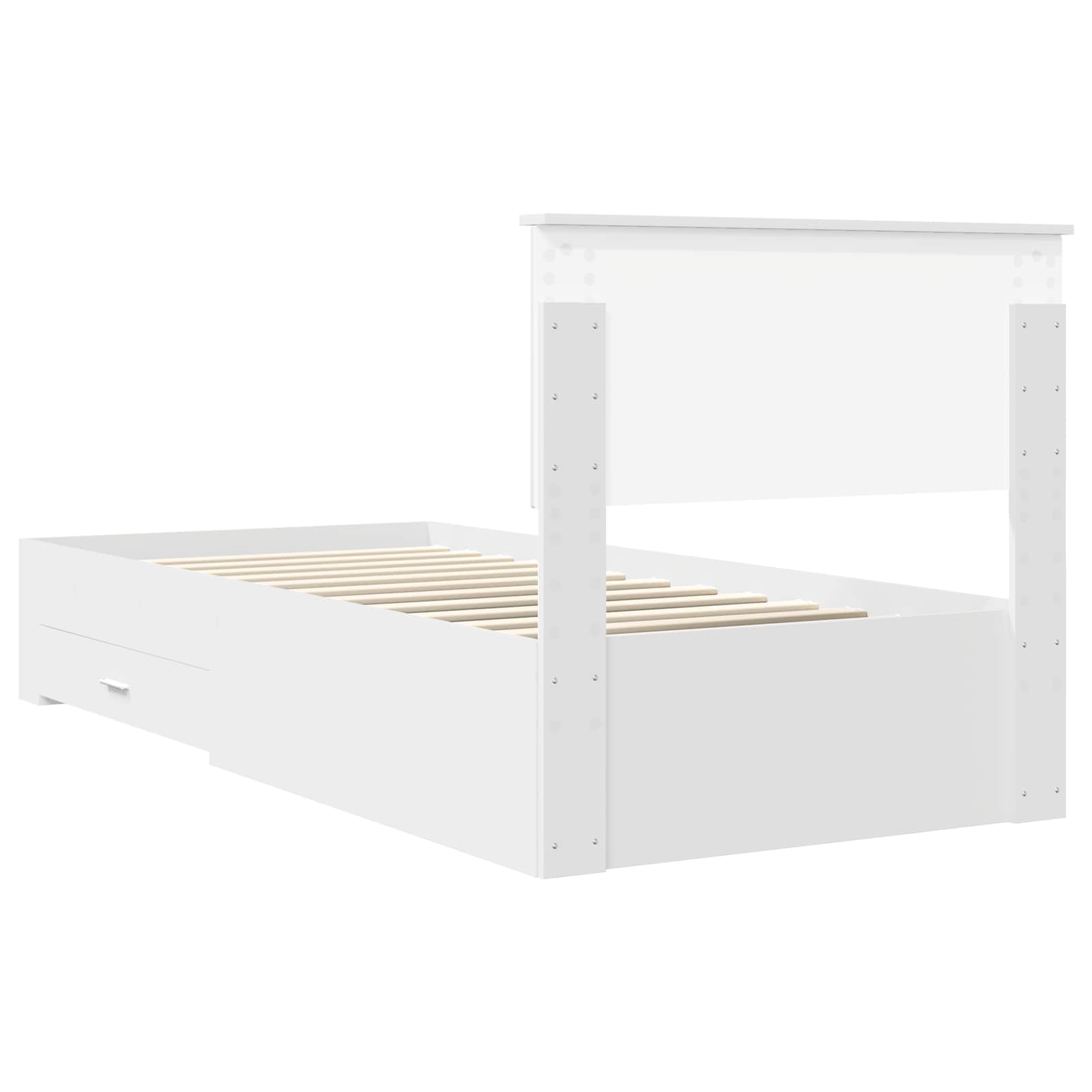 Bedframe met hoofdeinde met lade Wit 90 x 190 cm Bewerkt hout is nu te koop bij PeponiXL, paradijselijk wonen!