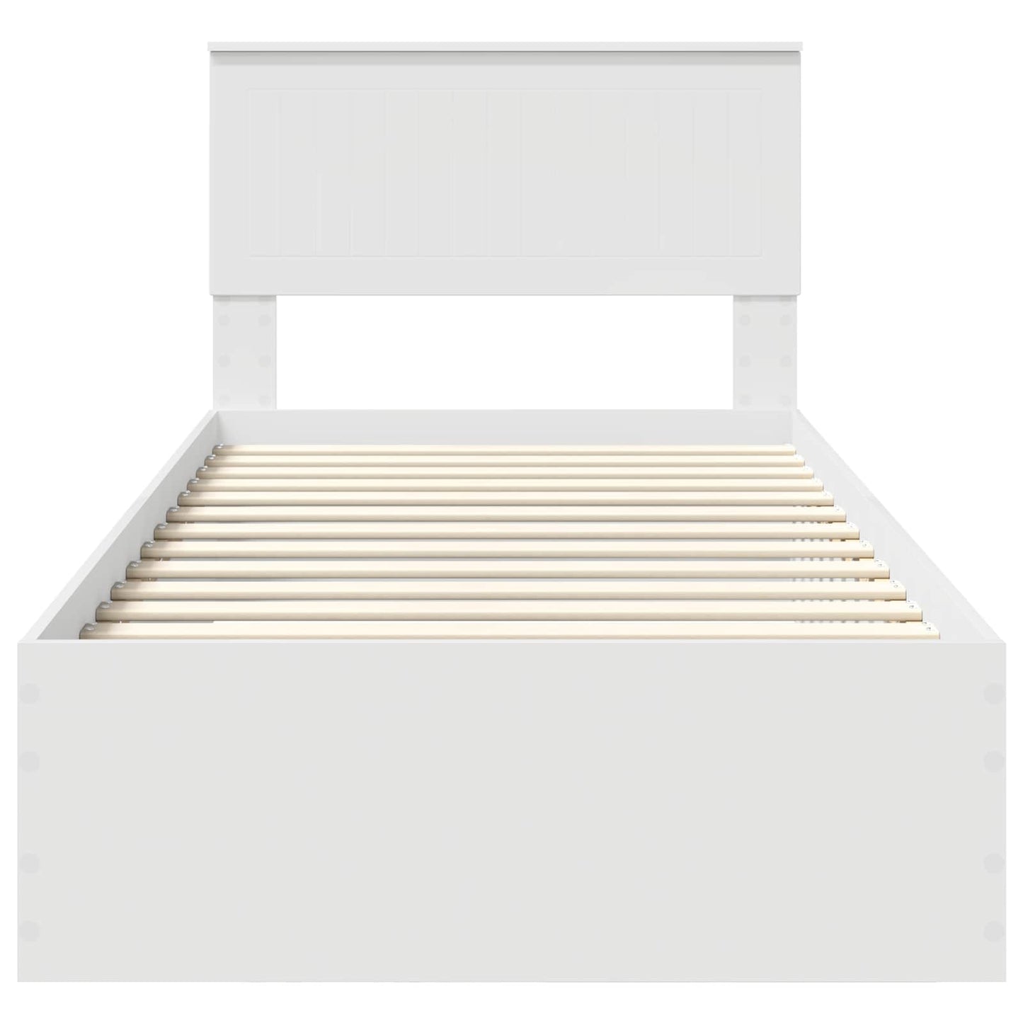Bedframe met hoofdeinde met lade Wit 90 x 190 cm Bewerkt hout is nu te koop bij PeponiXL, paradijselijk wonen!